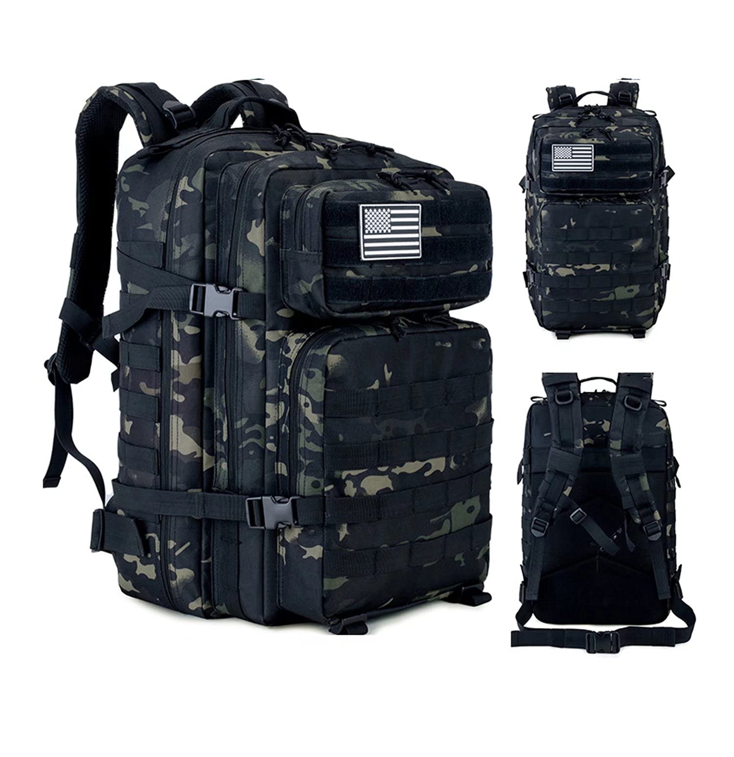 45L Military Tactical Backpack - Army MOLLE Outdoor Hiking Hunting Rucksack - Durable Camping & School Backpack for Adventure, Travel & Daily Use