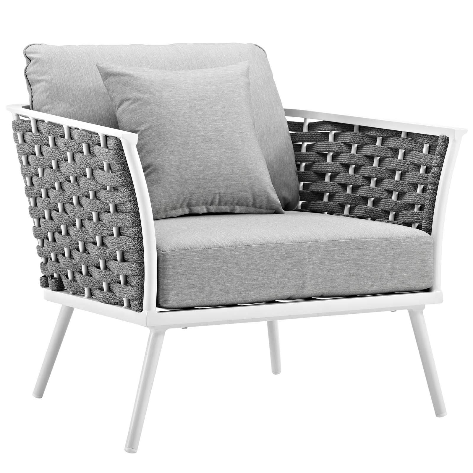 Modern Contemporary Outdoor Patio Lounge Chair - Aluminum Metal Steel Frame, White - Perfect for Balcony, Garden, Poolside & Backyard Relaxation