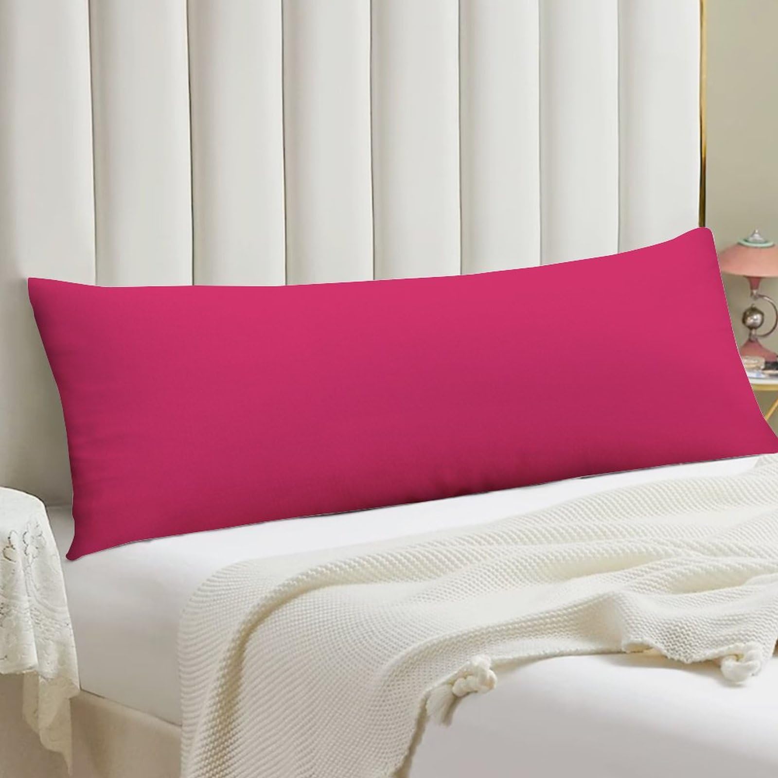 Bright Neon Pink Body Pillow Cover 20x54 Inches - Soft & Breathable Pillowcase with Hidden Zipper for Hair & Skin Protection - Perfect for Anime, Maternity, and Home Decor (20