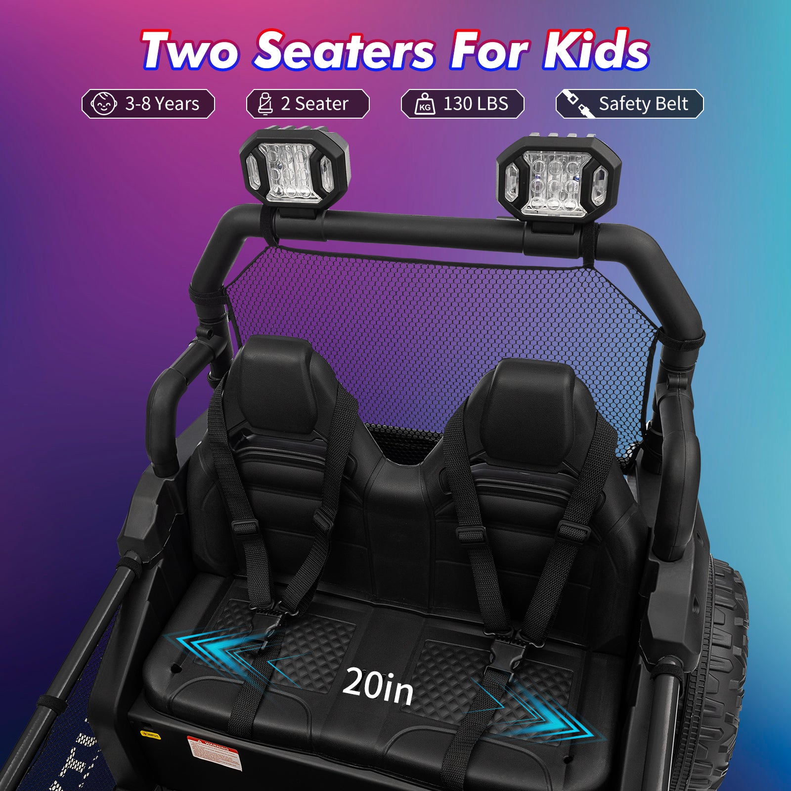 GARVEE 24V 2-Seater Kids Electric Ride-On Car with Remote Control, 400W Motor, 4.5MPH Max Speed, 4-Wheel Suspension & Music - Perfect Birthday Gift for Boys & Girls | Outdoor Play, Backyard Fun, Neighborhood Cruising
