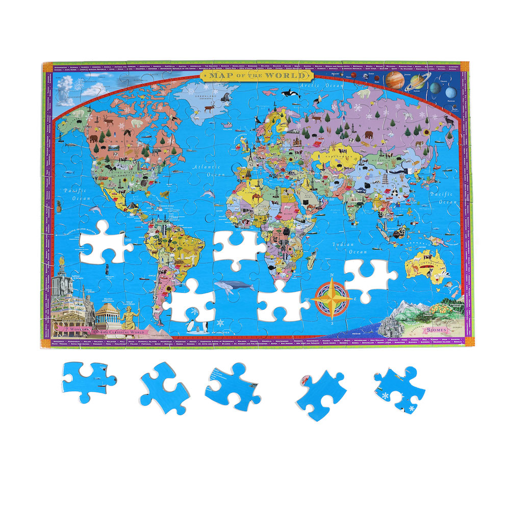 eeBoo 100-Piece World Map Puzzle - Educational Geography Toy for Kids, Perfect for Home Learning & Family Game Night