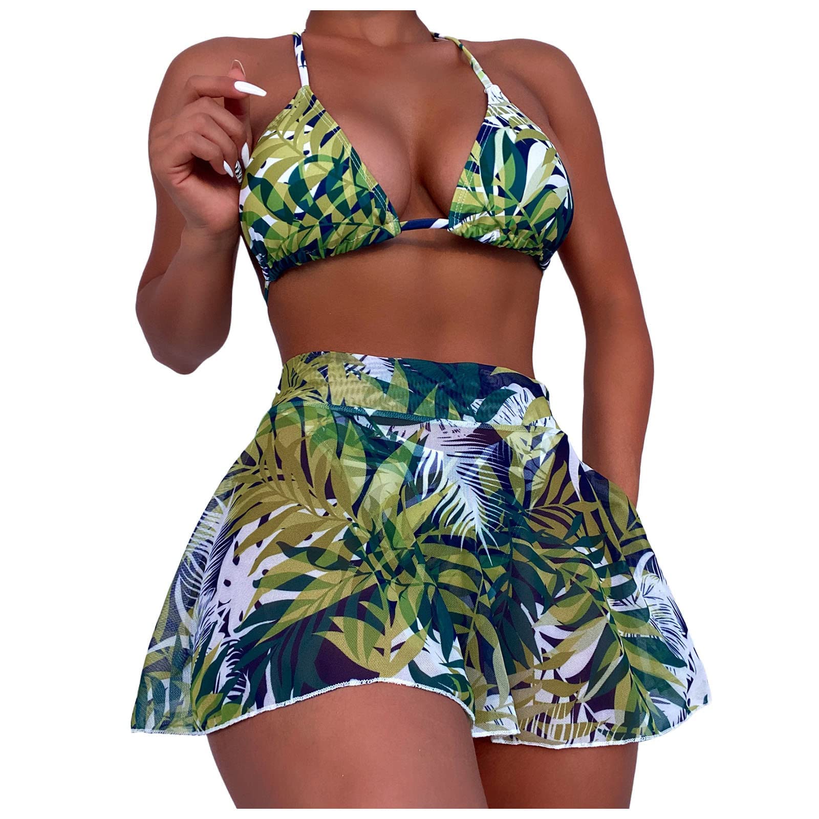 Women's 2 Piece Tropical Print Swimsuits with Skirt & Cami - Hawaiian Ruffled Bikini Set for Beach, Pool & Vacation | Stylish Swimwear for Summer Getaways