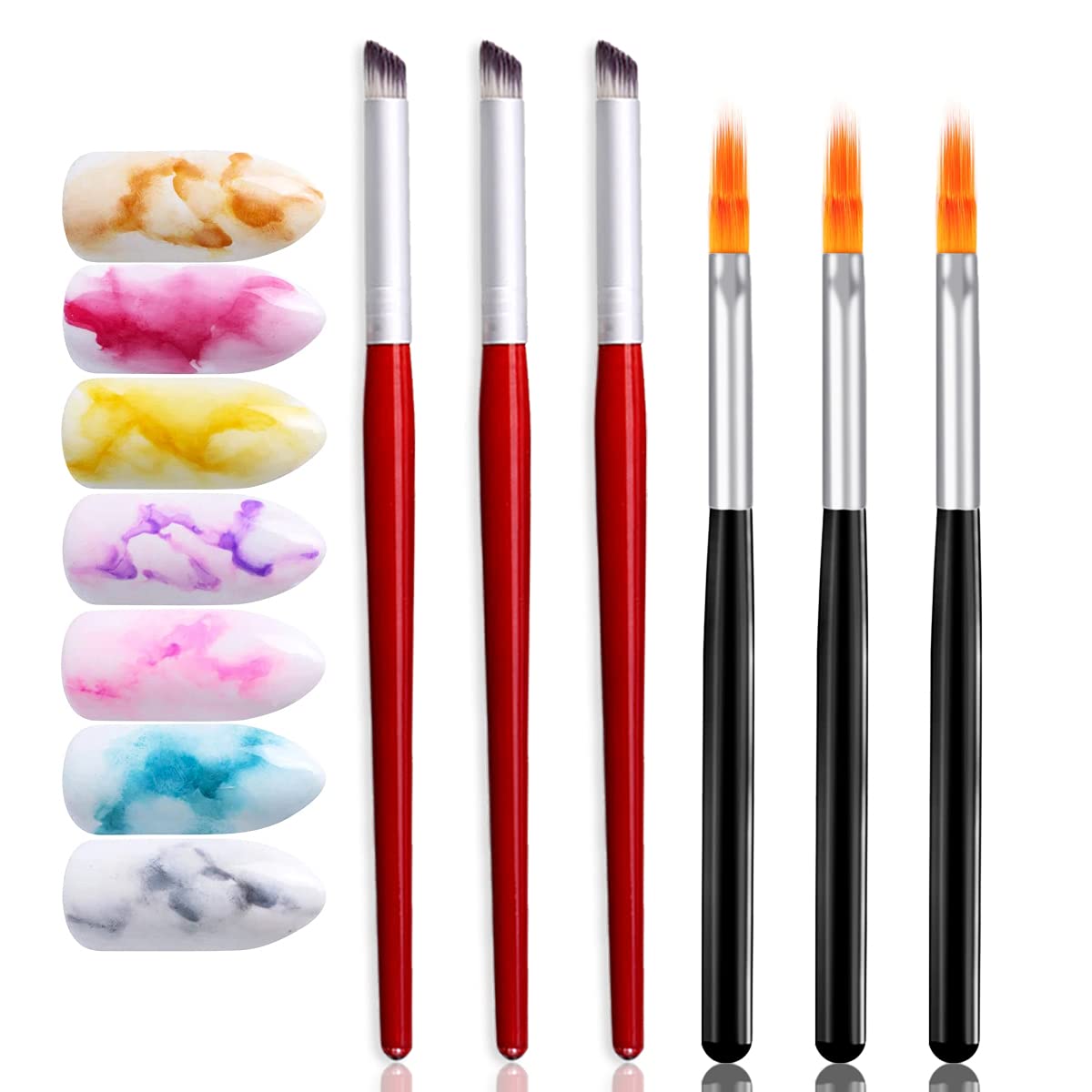 DANNEASY 6Pcs Ombre Nail Brush Set - Acrylic Nail Design Brushes with Gradient Pen for Gel Nails, Professional Manicure Tools for Salon & Home Use