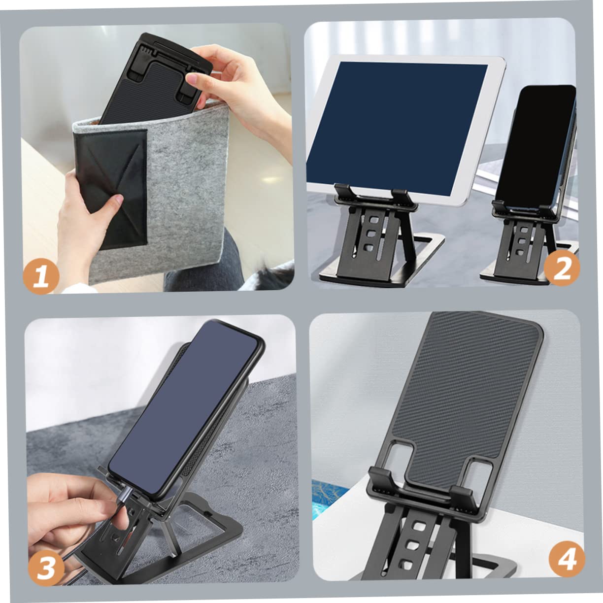 Foldable Portable Phone Stand - Adjustable & Sturdy Holder for Streaming, Watching Movies - Perfect for Desk, Bed, Travel & Video Calls