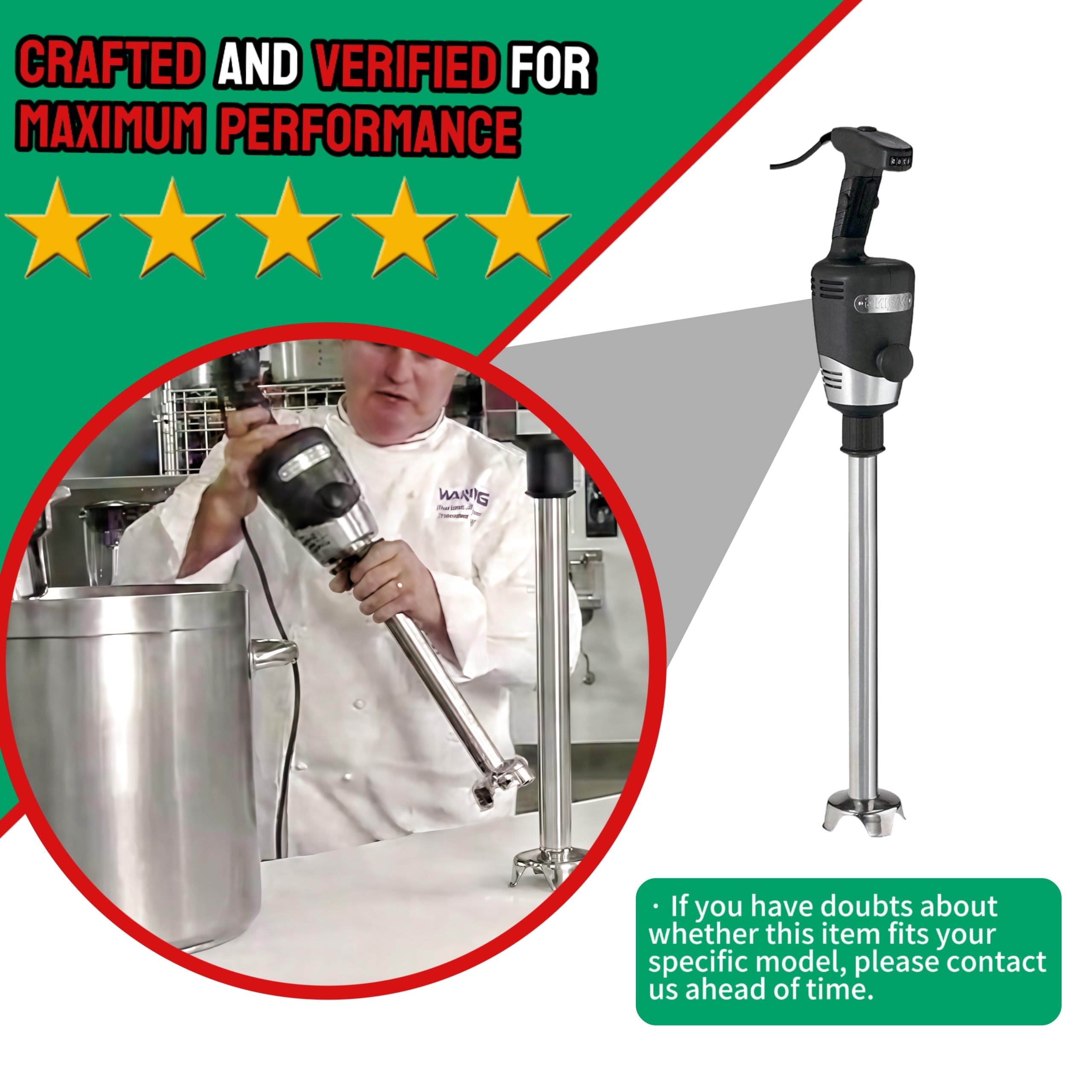 Waring CAC104 503357 Big Stix Immersion Blender Replacement Parts Kit - Commercial Hand Blender Coupling (Black/Silver) for Smoothies, Soups & Professional Kitchen Use