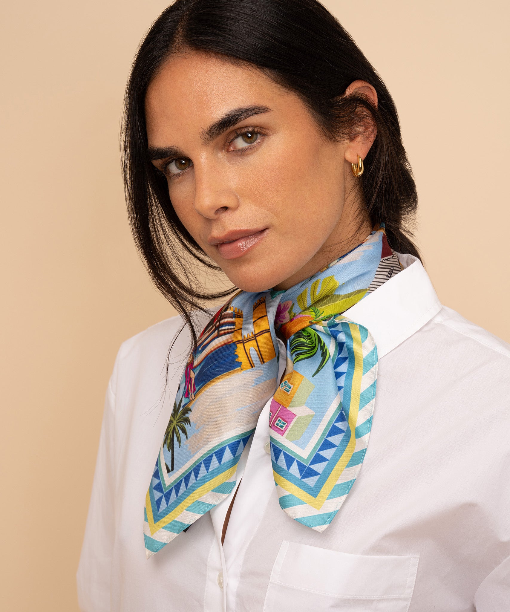 Positano Silk Bandana Scarf - Lightweight & Soft Fashion Accessory for Women & Men - Perfect for Travel, Beach, Hair Styling & Outfit Accessorizing