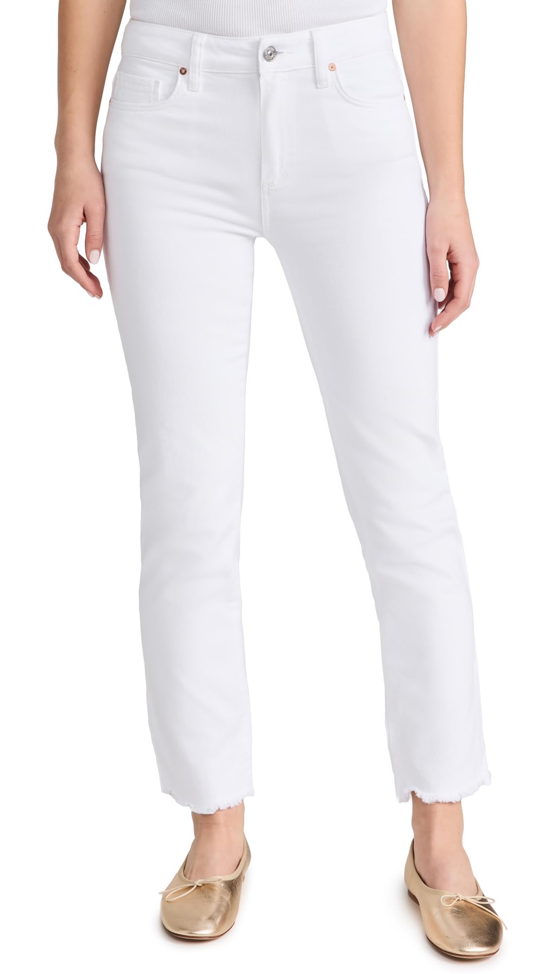 PAIGE Women's White Noise Grand Hem Jeans - High Waist Slim Fit Stretch Denim for Casual Wear & Night Out
