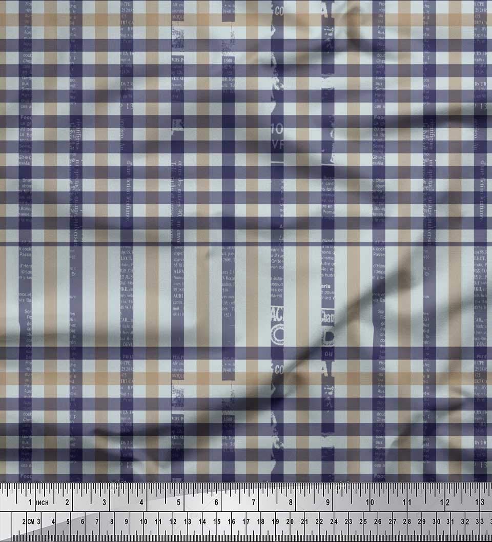 Soimoi Velvet Purple Fabric by The Yard - 58 Inch Wide Window Pane Check Printed Fabric for Curtains, Drapes & Home Decor - Timeless Elegance for Living Room & Bedroom
