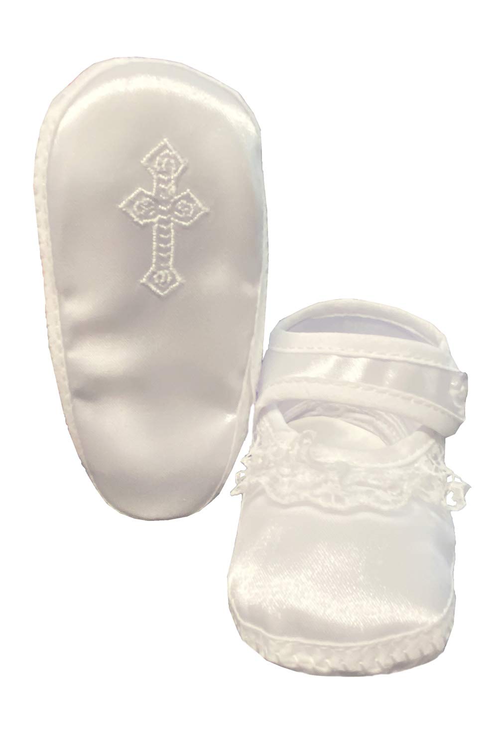 White Baby Christening Shoes for Girls - Soft Baptism Booties for Newborns & Infants | Perfect for Church Ceremonies, Christenings & Special Occasions