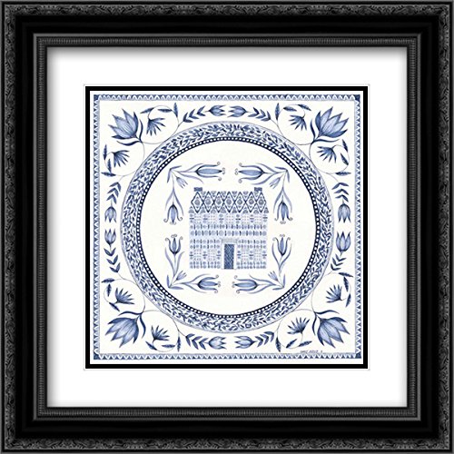 Country Blues Plate II - 15x15 Black Ornate Framed & Double Matted Museum Art Print by Shamp Cindy | Vintage Wall Decor for Living Room, Bedroom & Office