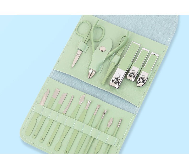 16-Piece Professional Manicure Set with Nail Clippers, Cuticle Tools & Travel Case - Complete Nail Care Kit for Home, Salon & Travel Grooming