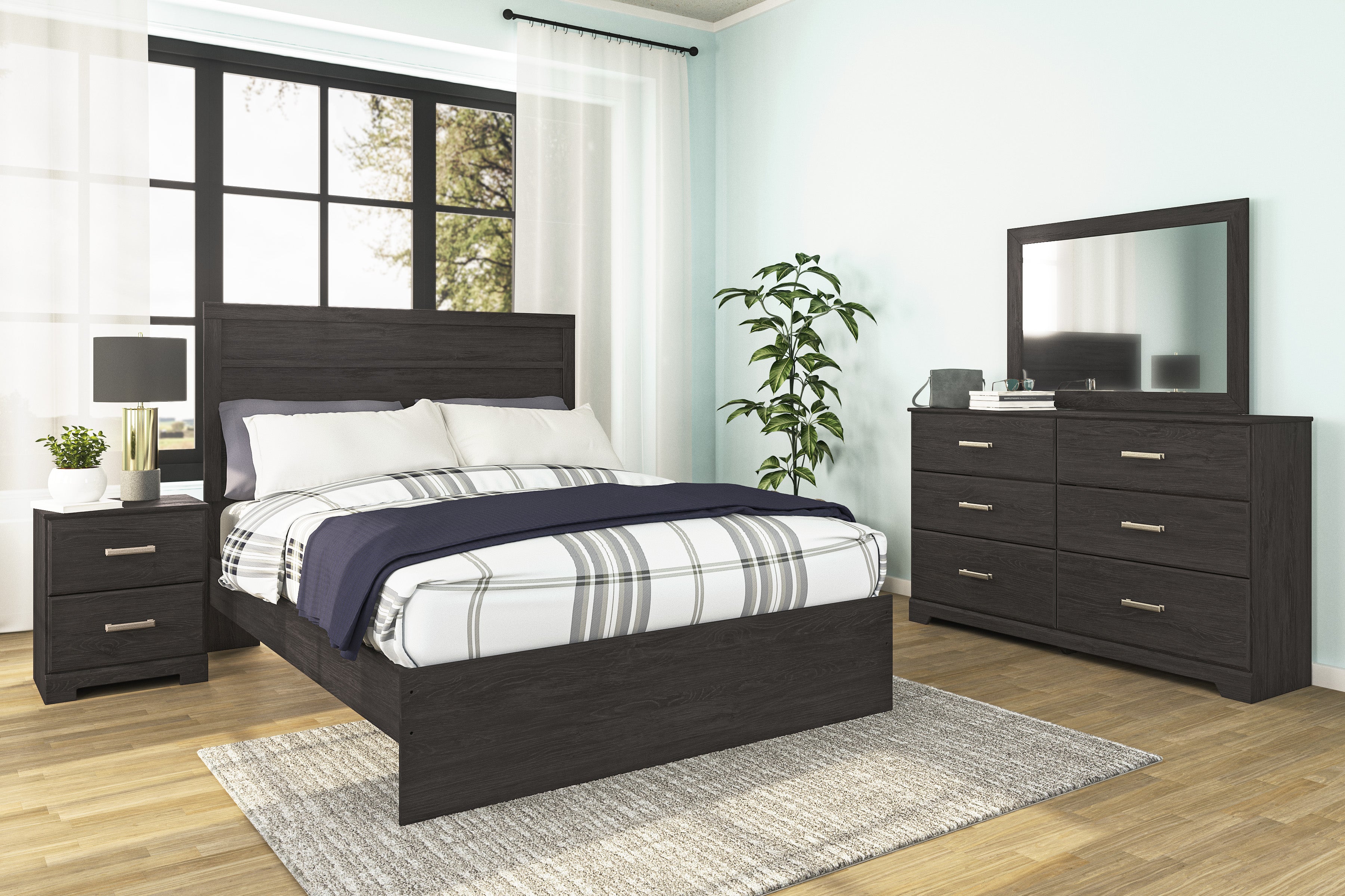Belachime 6-Piece Panel Bedroom Set - Queen/King Size Bed Frame, Nightstand & Dresser - Modern Farmhouse Style for Cozy Bedroom Decor | Perfect for Master Bedroom, Guest Room & Home Staging