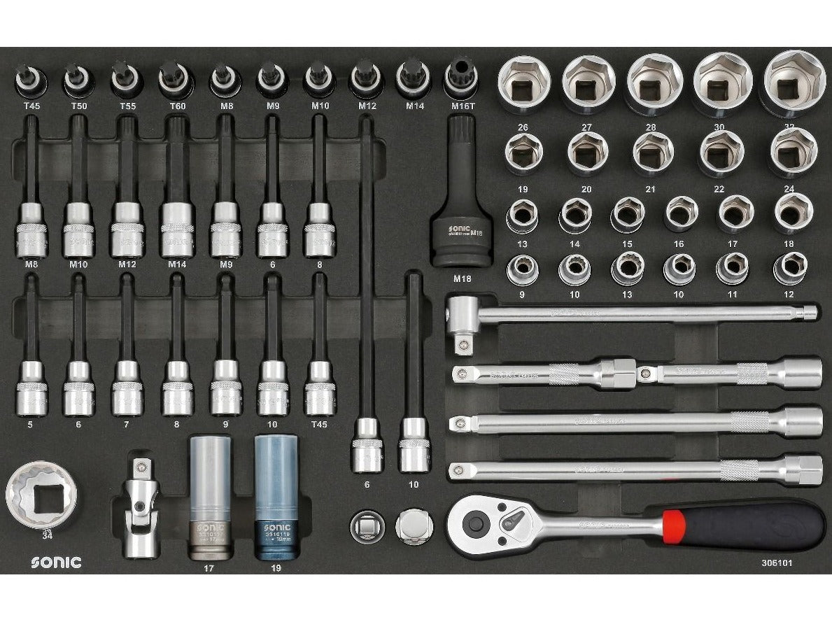 Sonic Foam System Combo Set - 1/2 Inch, 61 Pieces, 26 Medium - Professional Car Detailing Kit for Deep Cleaning Wheels, Tires, and Interior Surfaces