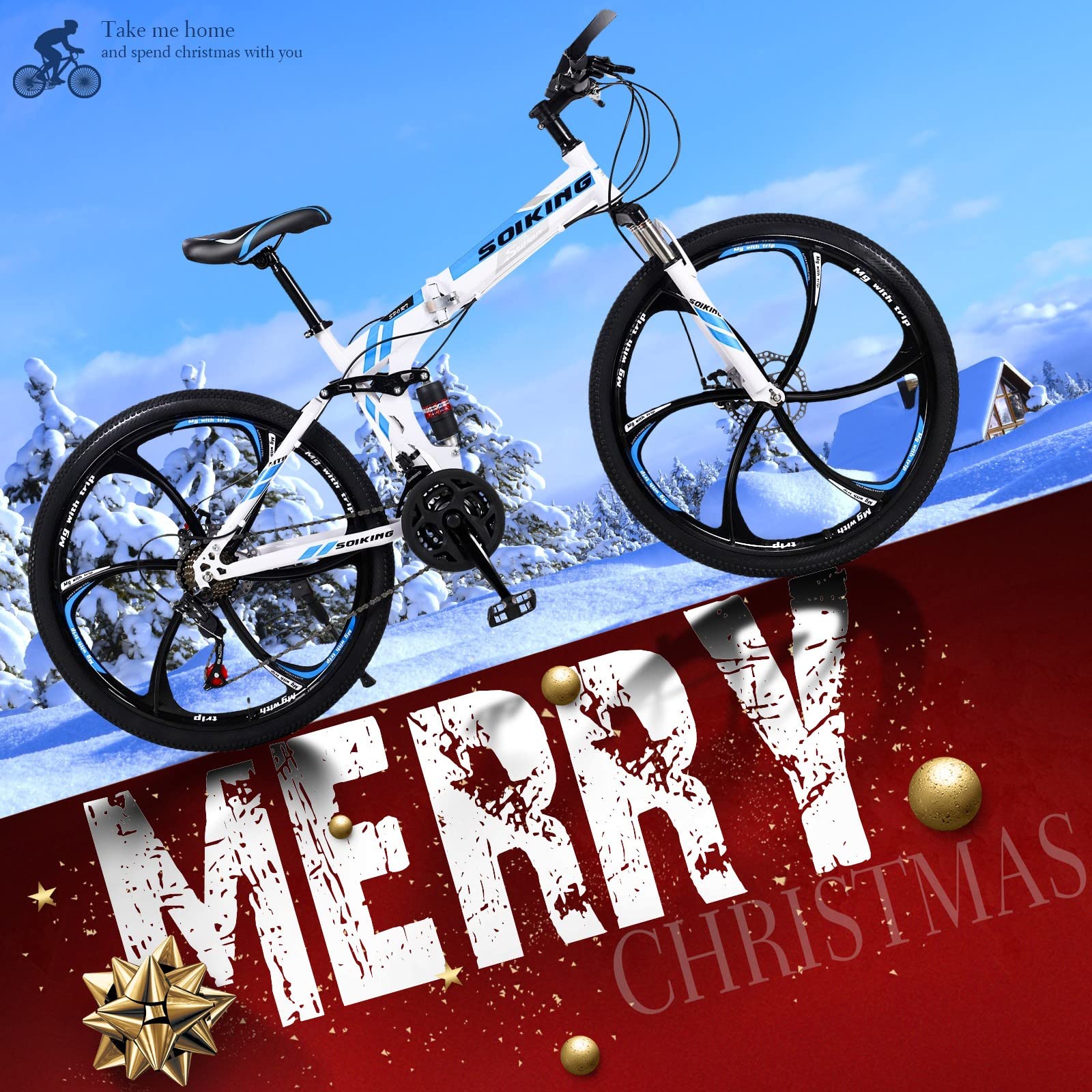 Premium 26 Inch Folding Mountain Bike for Adults - High-Carbon Steel Frame, 21-Speed Gears, Dual Disc Brakes & Full Suspension - Perfect for Outdoor Adventures, Commuting & Fitness Riding