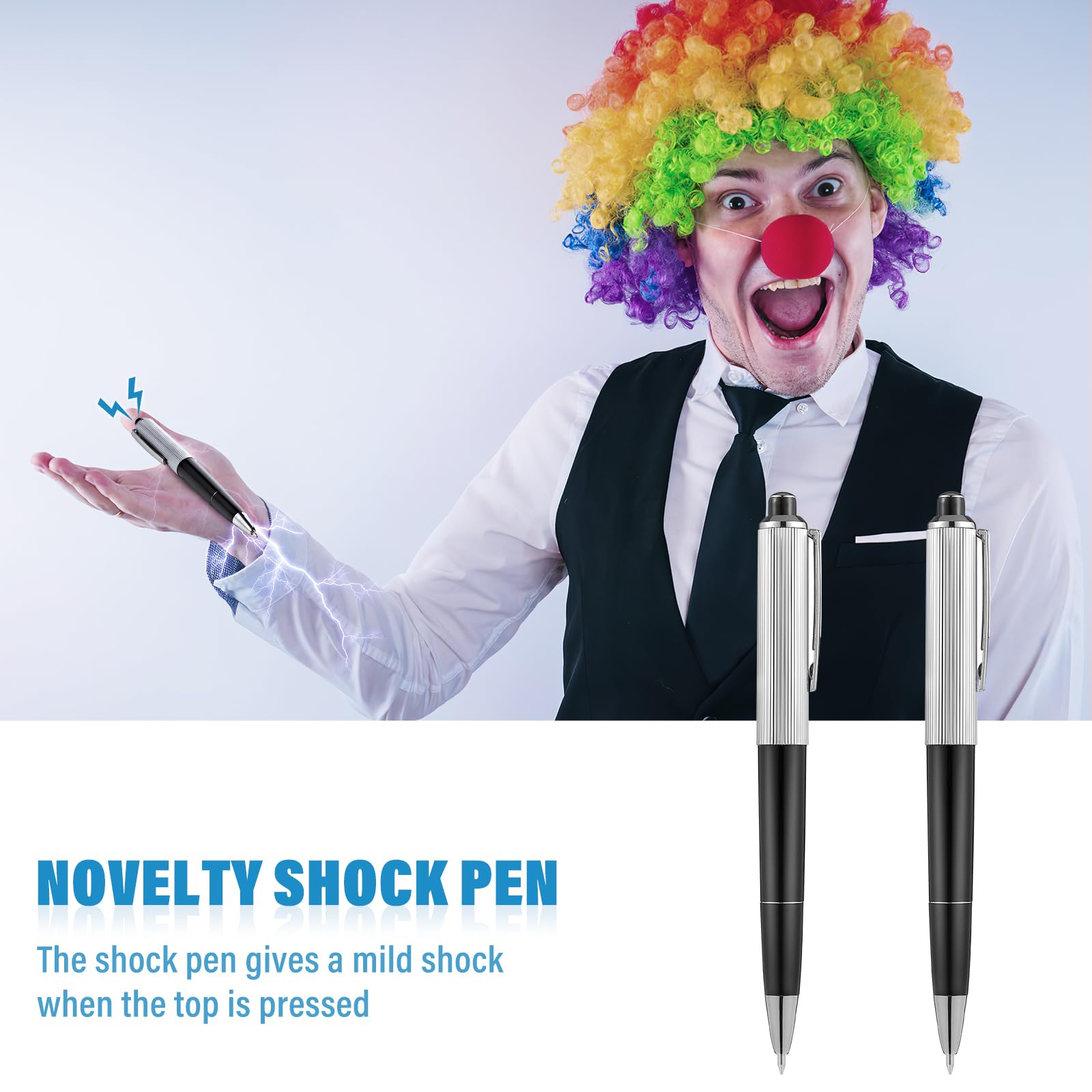 NUOBESTY 2 Pack Electric Shock Pens - Prank Joke Toys for Halloween, April Fool's Day & Parties - Fun Shock Ballpoint Pens for Kids & Adults - Perfect for Office Pranks, Gag Gifts & Practical Jokes