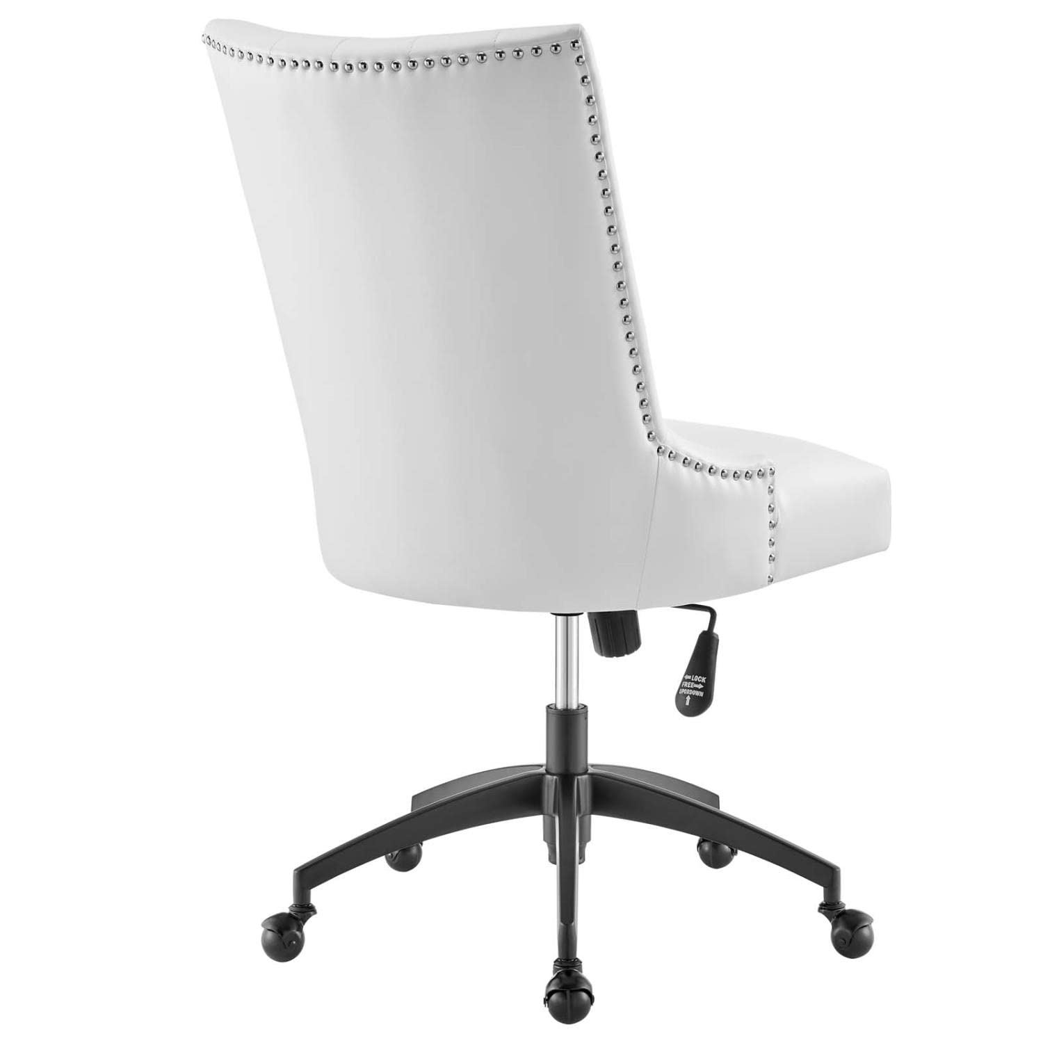 Modway EEI-4577-BLK-WHI Vegan Leather Office Chair with Channel Tufted Back - Ergonomic Executive Desk Chair in Black & White for Home Office, Gaming, and Workspace Comfort