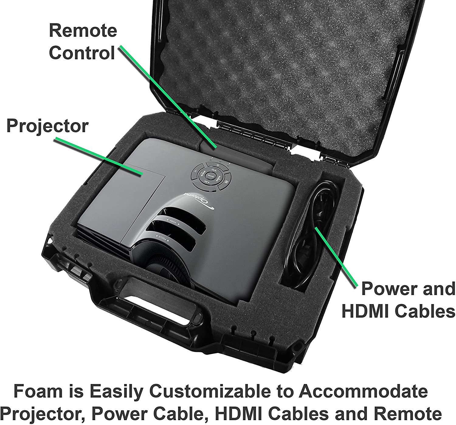 CASEMATIX Universal Projector Case with Customizable Foam - Compatible with Optoma HD146X, HD28HDR, HD142X, HD243X & More - Perfect for Travel, Storage & Home Theater Protection