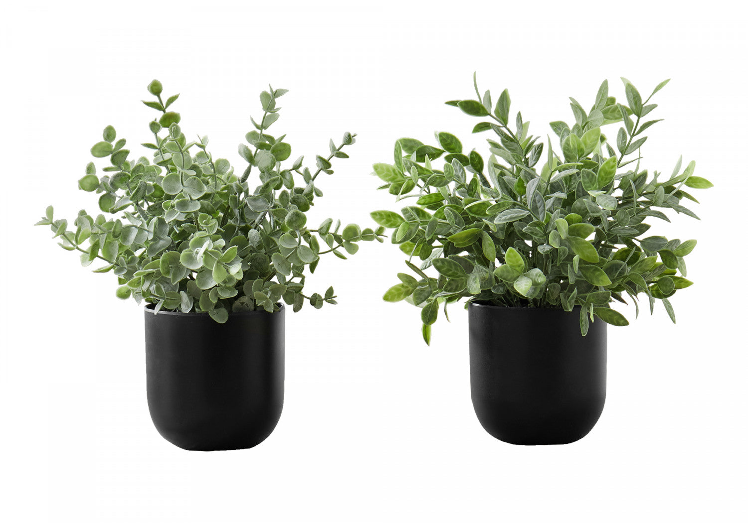 11 Eucalyptus Grass Plants with 5 Black Pots - Green Artificial Decor Set of 2 - Perfect for Home, Office, and Indoor Plant Decor