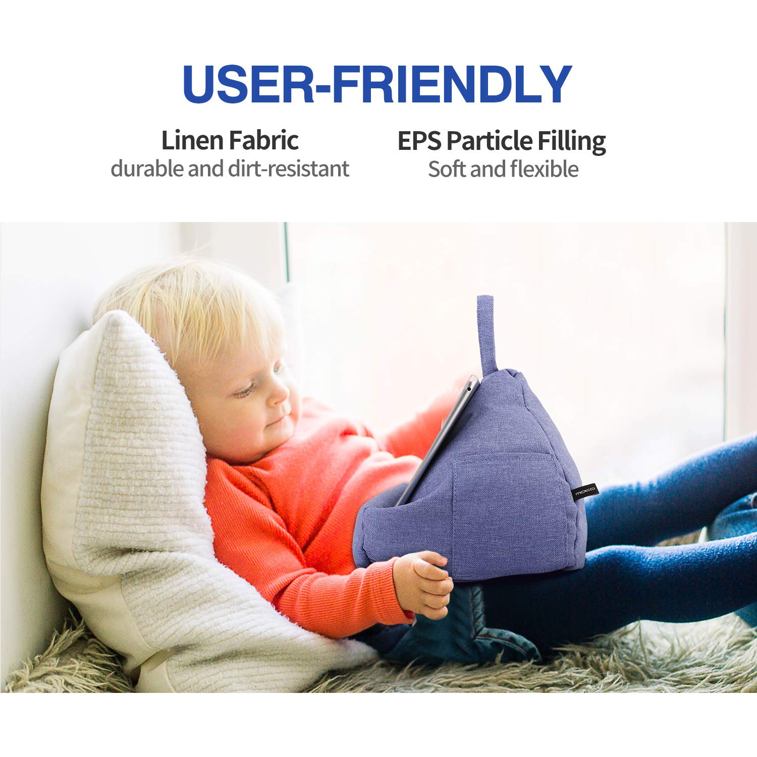 MoKo Tablet Pillow Stand - Adjustable Lap Pillow & Sofa Cushion Holder for iPad 10th Gen, iPad Pro 11 2022, iPad Mini 6, iPad Air 4/3, Galaxy Tab S6/S7 11