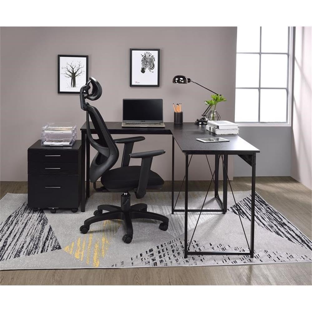 Acme Zaidin Black Wooden Rectangle Writing Desk with Metal Sled Base - Perfect for Home Office, Study & Small Spaces