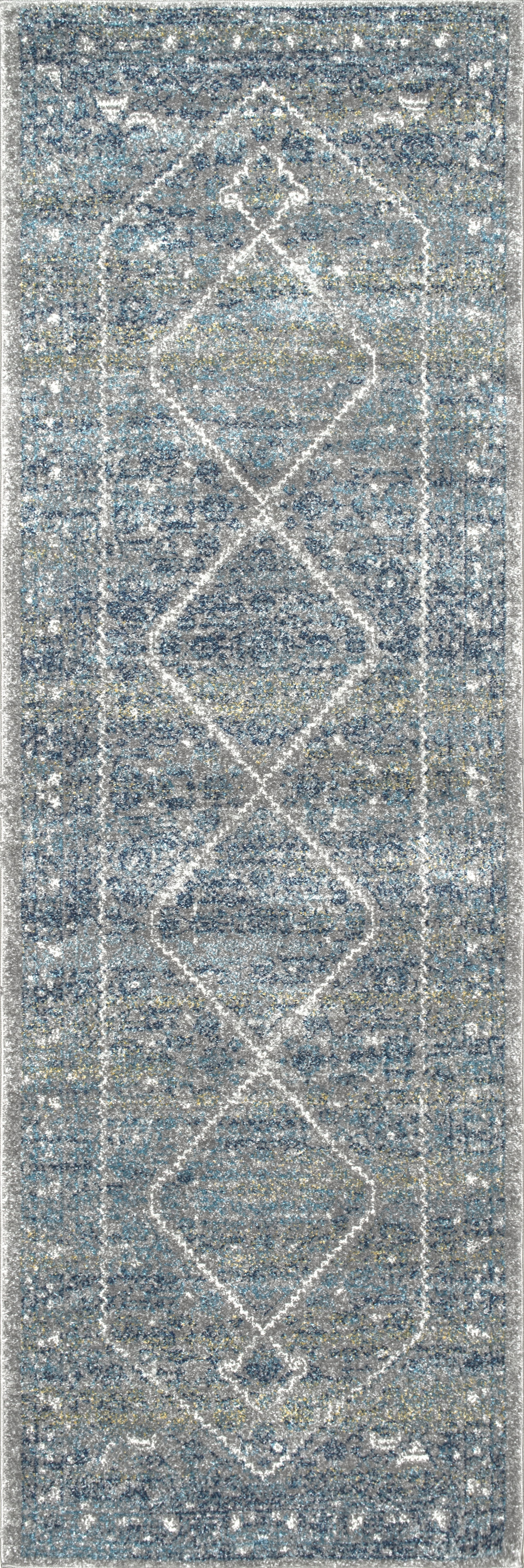 Bridget Diamond Medallion Area Rug - Blue Persian Style Carpet for Living Room, Bedroom & Dining Room Decor