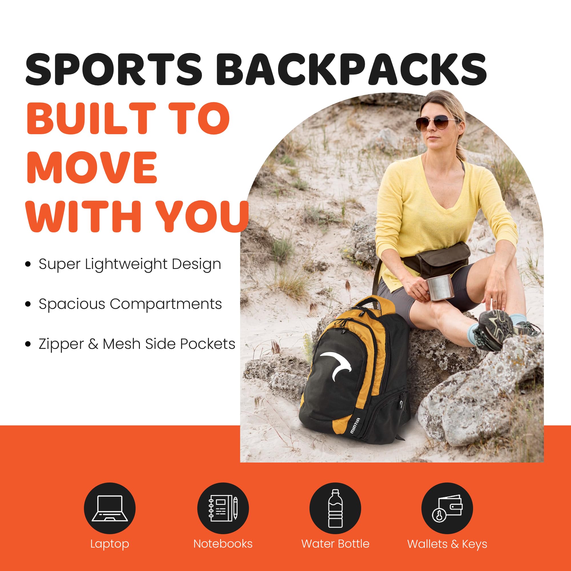 Mintra Sports Backpack - Waterproof Hiking Backpack for Men & Women, Durable Travel Backpack with Laptop Compartment (Turtle Green, Challenger) - Perfect for Gym, Hiking, Travel & Outdoor Adventures
