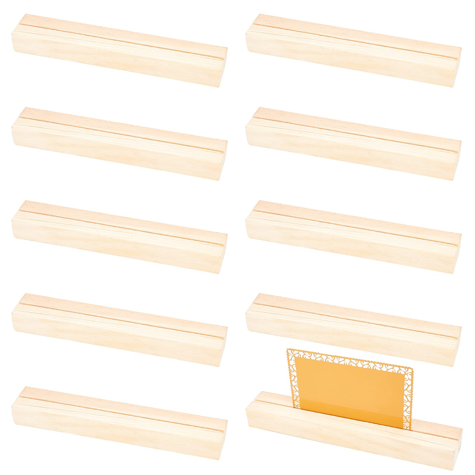 GORGECRAFT 10PCS Wooden Table Number Stands - Elegant Place Card Holders for Weddings, Parties & Events (5.9”x1”x0.6”) - Perfect for Table Setting, Name Card Display & Retail Shop Decoration