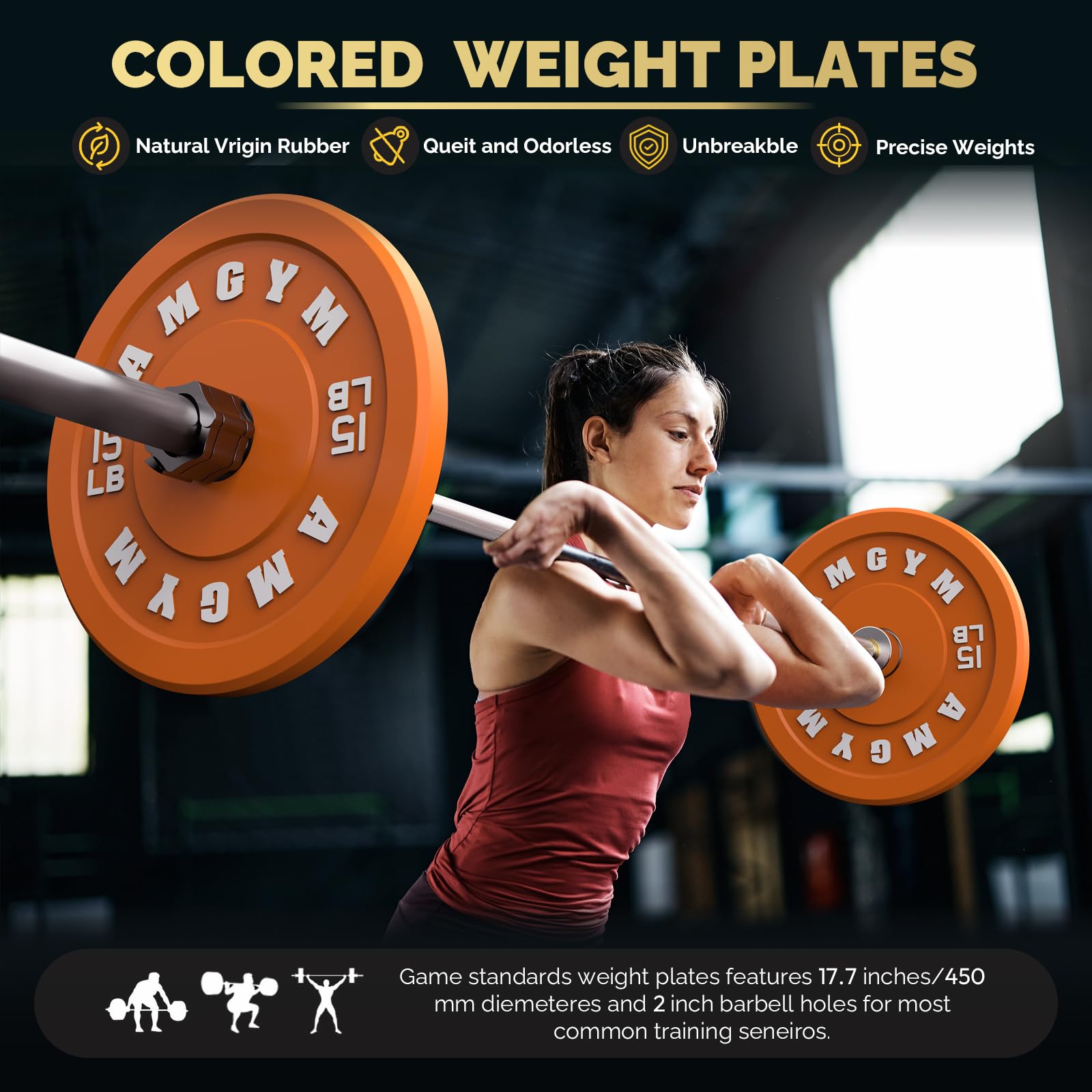 Olympic Rubber Bumper Plates Set - 2 Inch Steel Insert Weight Plates for CrossFit, Powerlifting & Strength Training - Durable Colored Bumper Weights for Home & Commercial Gym Use (Single/Pair Options)