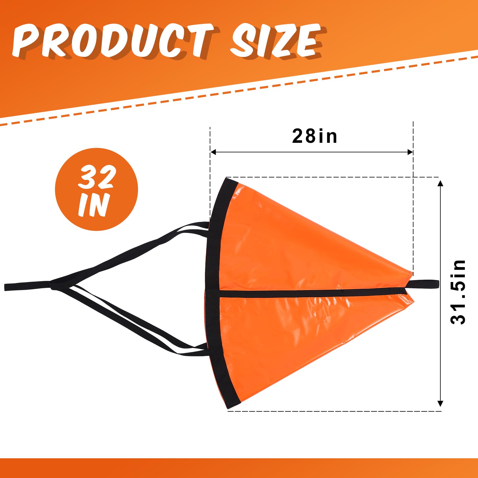 Premium Tandefio Marine Boat Parachute Sea Anchor - Heavy Duty 250D Nylon Drift Sock for Fishing Boats, Kayaks & Pontoons | Trolling Drogue for Inflatable Boats & Sailboats | Perfect for Fishing, Drifting & Water Safety