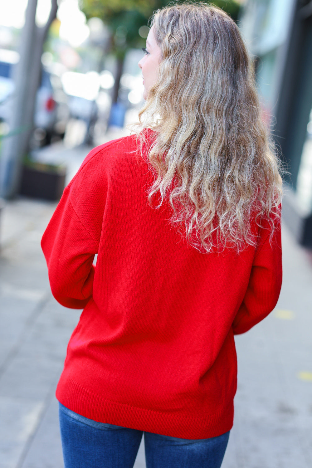 More The Merrier Red Pop Up Lurex Sweater - Festive Holiday Party Wear for Christmas & New Year Celebrations
