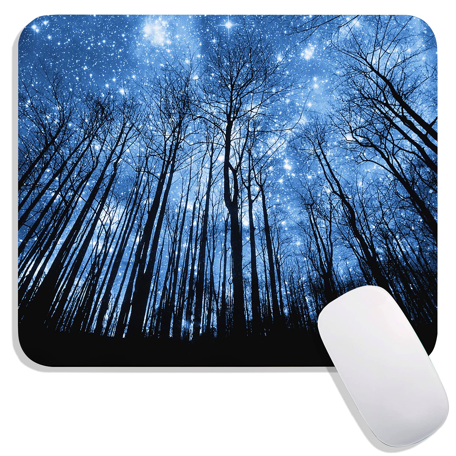 Galaxy Tree Space Forest Premium Textured Square Mouse Pad - Non-Slip Rubber Base, Washable Lycra Cloth Gaming Mouse Mat for Wireless Mouse - Perfect for Office, Gaming & Home Computer Setup