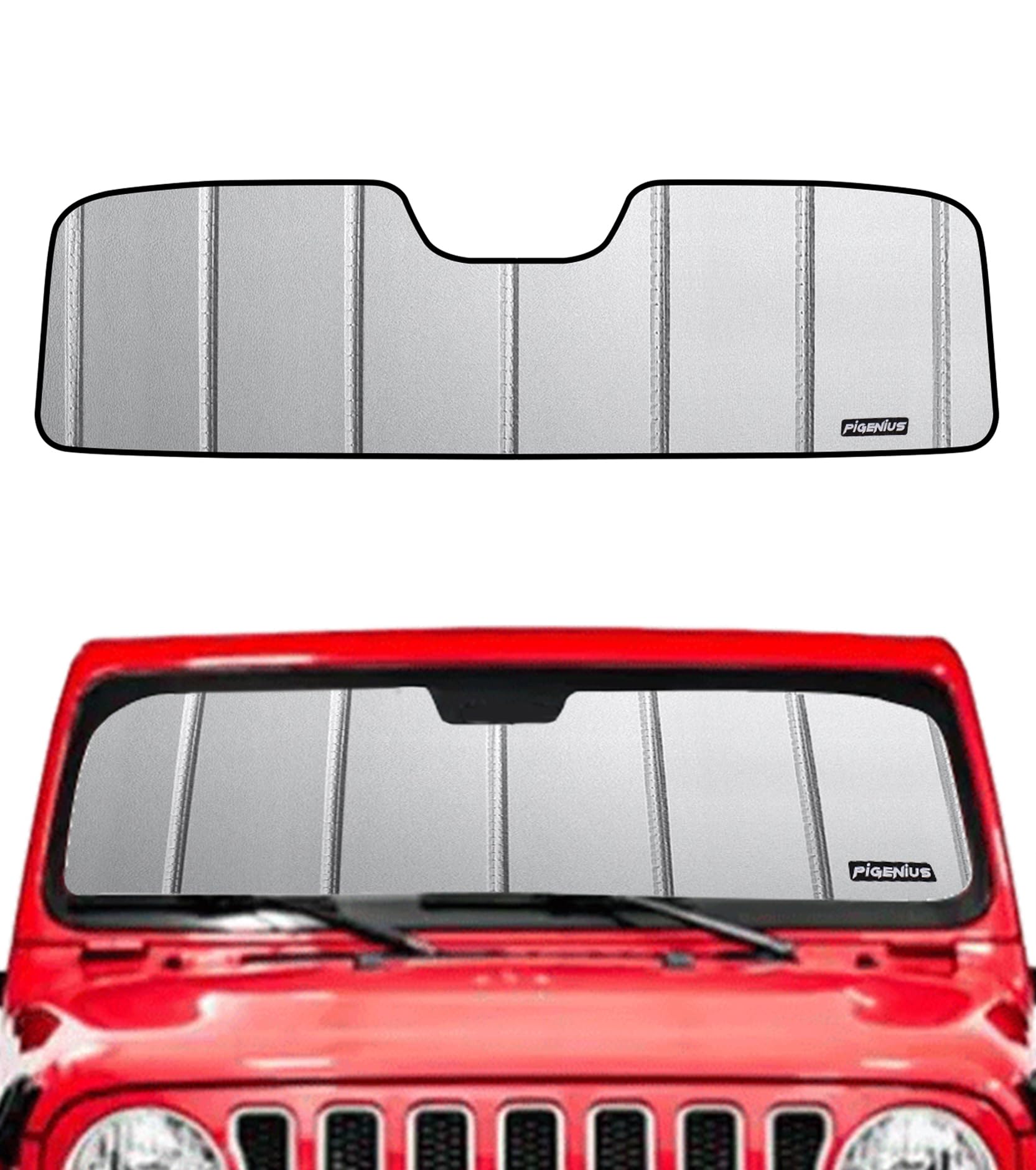 Universal Fit Windshield Sun Shade for Jeep Wrangler JL (2018-2025) & Gladiator (2020-2025) - UV Protection Car Sunshield - Perfect for Summer Parking & Road Trips