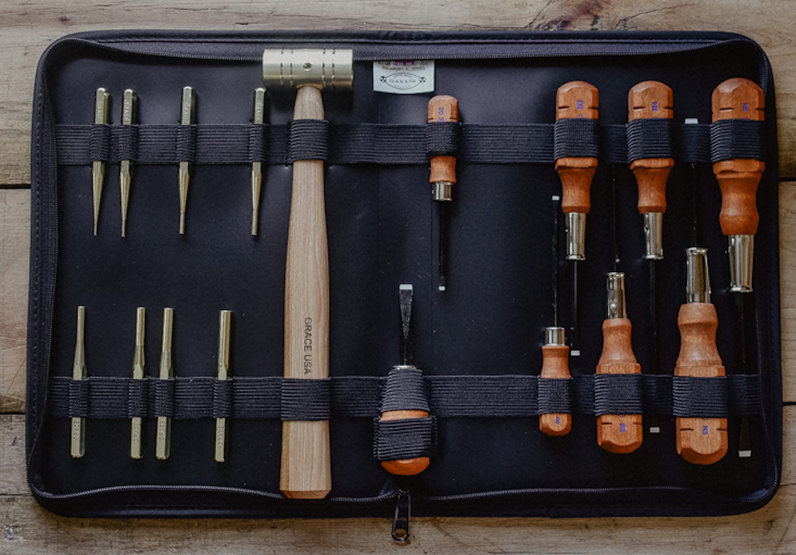 GRACE USA Gun Cleaning & Maintenance Tool Kit in Nukaf Case - 17-Piece Gunsmithing Set with Screwdrivers & Brass Punches | Made in USA | Perfect for Firearm Maintenance, Hunting Gear Care & Gunsmith Workshop