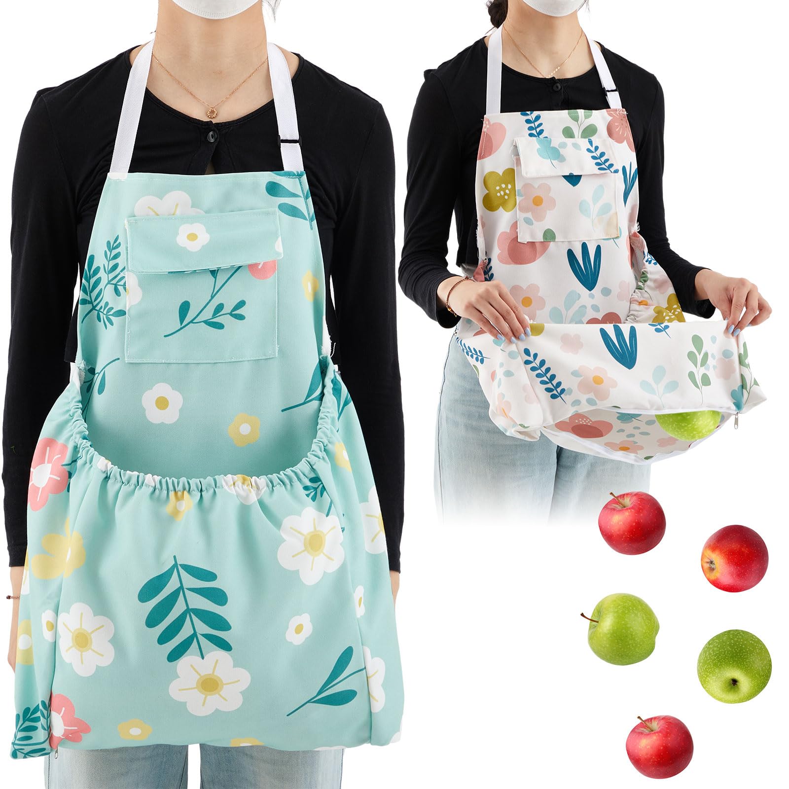 2 Pack Women's Gardening Apron with Pockets - Quick Release Floral Harvest Apron for Planting, Weeding & Harvesting - Durable Canvas Garden Workwear for Women & Men - Perfect for Outdoor Gardening, Farmers Market & DIY Projects