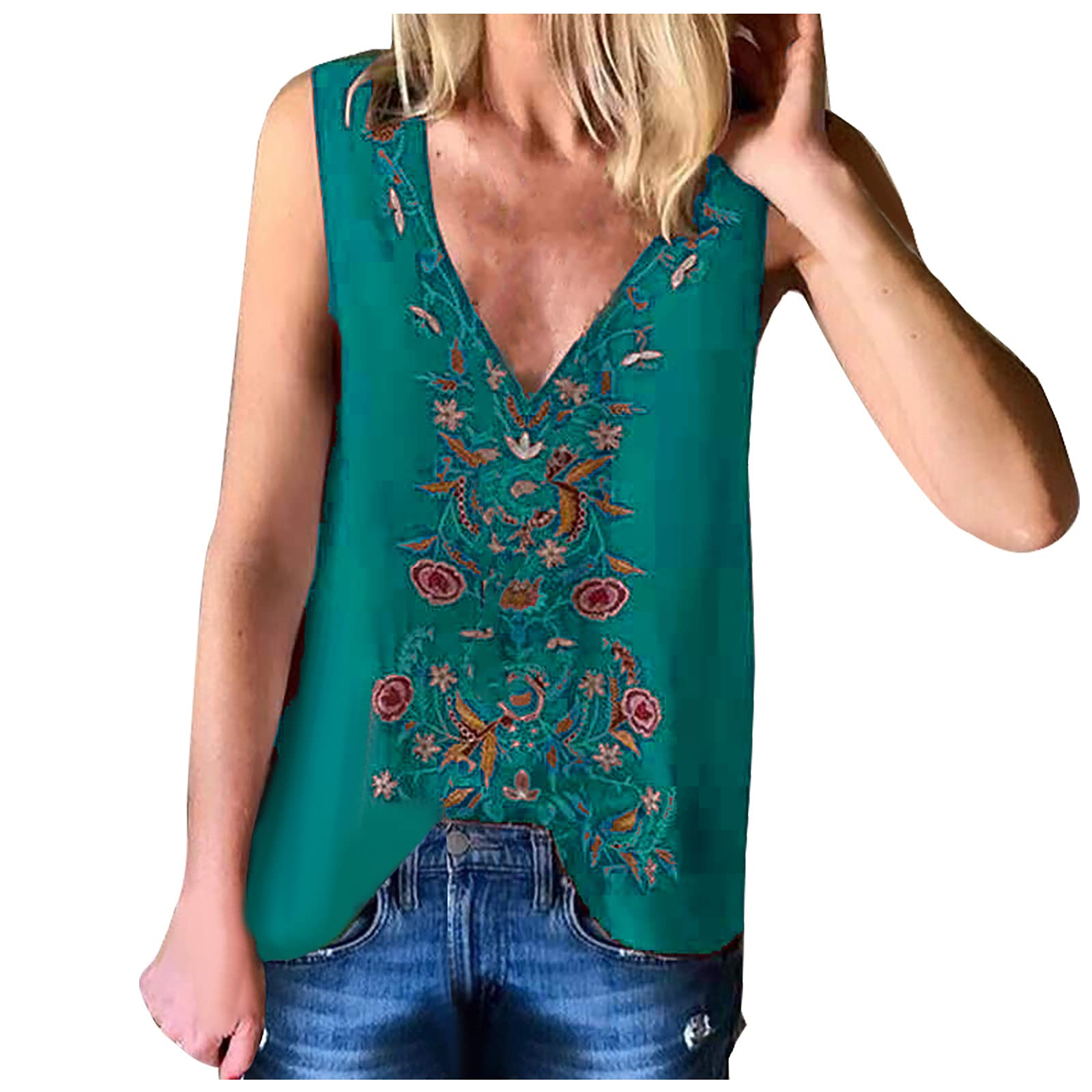 Women's Ethnic Print Sleeveless Tank Tops - Summer Fashion Loose Casual Blouse for Beach, Yoga & Everyday Wear