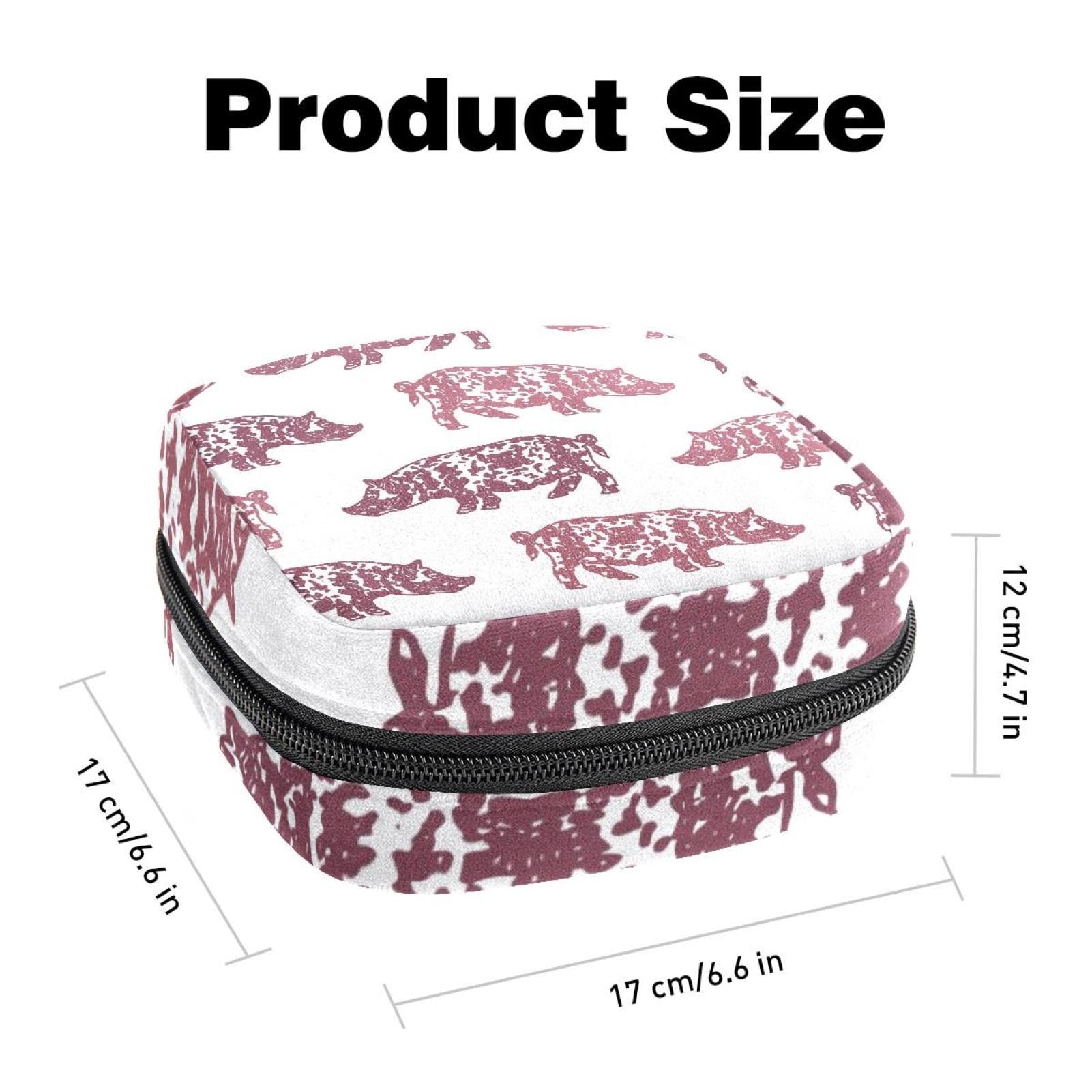 Menstrual Cup & Pad Organizer Pouch - Waterproof Sanitary Napkin Holder for Women & Girls - Farm Animal Print Travel Case for Period Essentials
