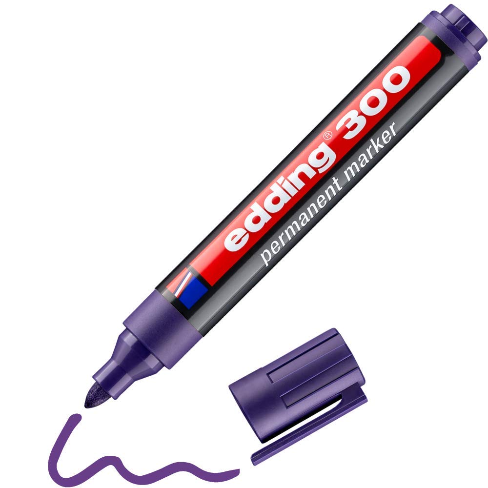 edding 300 Permanent Marker Pens - 12 Pack, Round Tip 1.5-3mm, Violet Ink for Arts, Crafts & Office Use - Waterproof & Fade-Resistant Writing on Paper, Plastic, Metal & Wood Surfaces