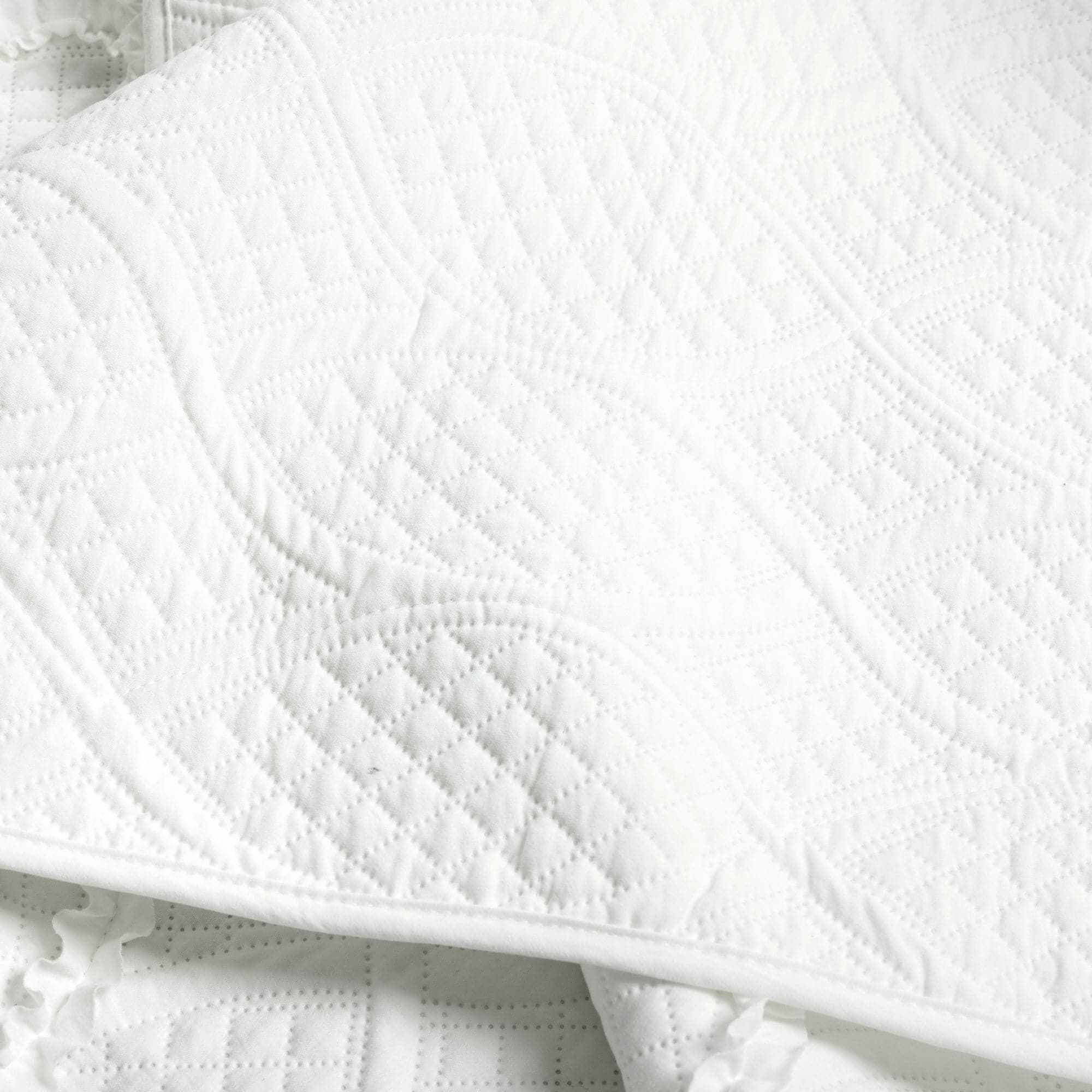 Avon Textured Ruffle Quilt 3-Piece Bedding Set - Soft & Stylish Comforter, Pillow Shams & Bed Skirt for Cozy Bedroom Decor