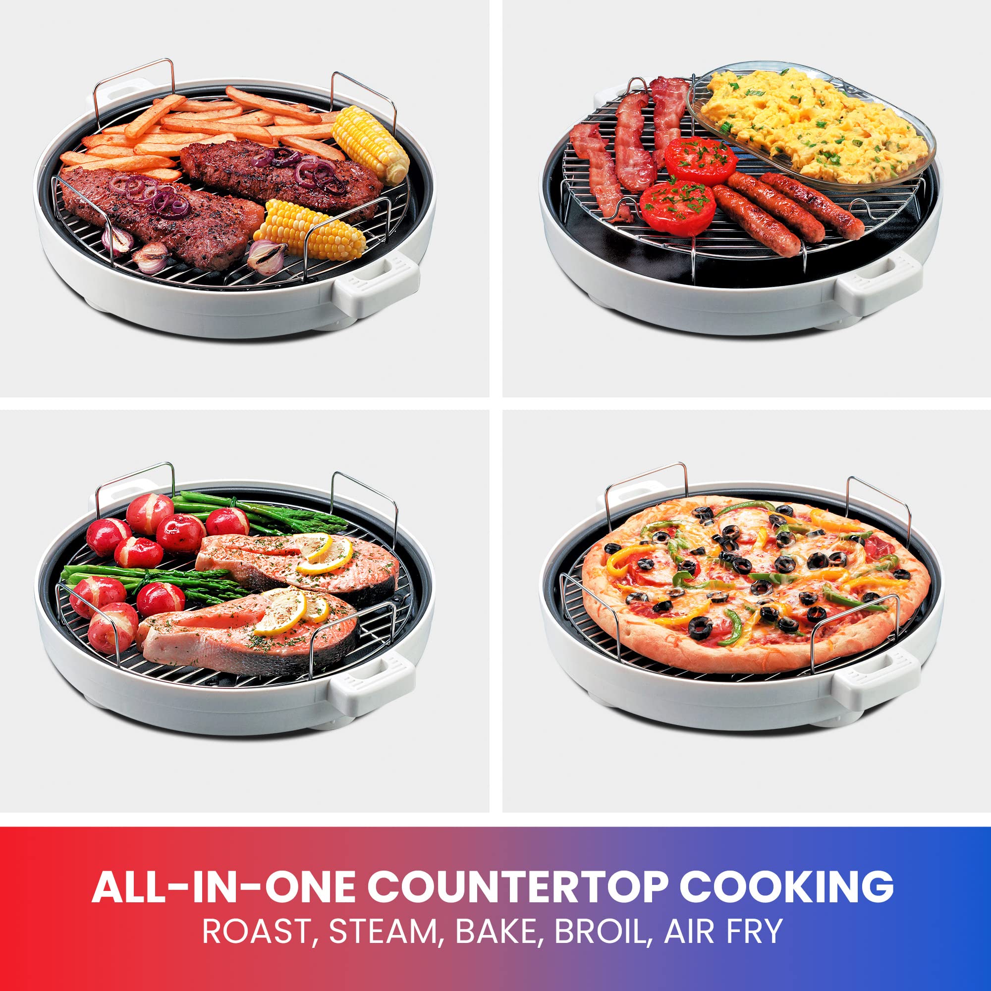Total Chef 1300W Countertop Infrared Oven with Convection - Air Fry, Roast, Bake, Broil & Steam | Digital Time & Temperature Control | Perfect for Dorm, RV, Apartment & Small Kitchen | Compact White Kitchen Appliance for Healthy Cooking