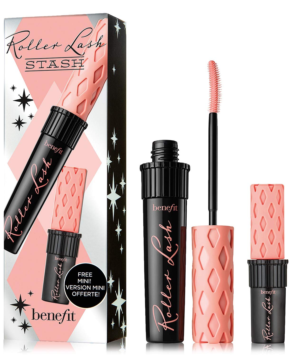 Benefit Roller Lash Mascara Set - Full Size & Travel Size Mini | Volumizing & Lengthening Mascara for Dramatic Lashes | Perfect for Everyday Wear & Travel Makeup Kit
