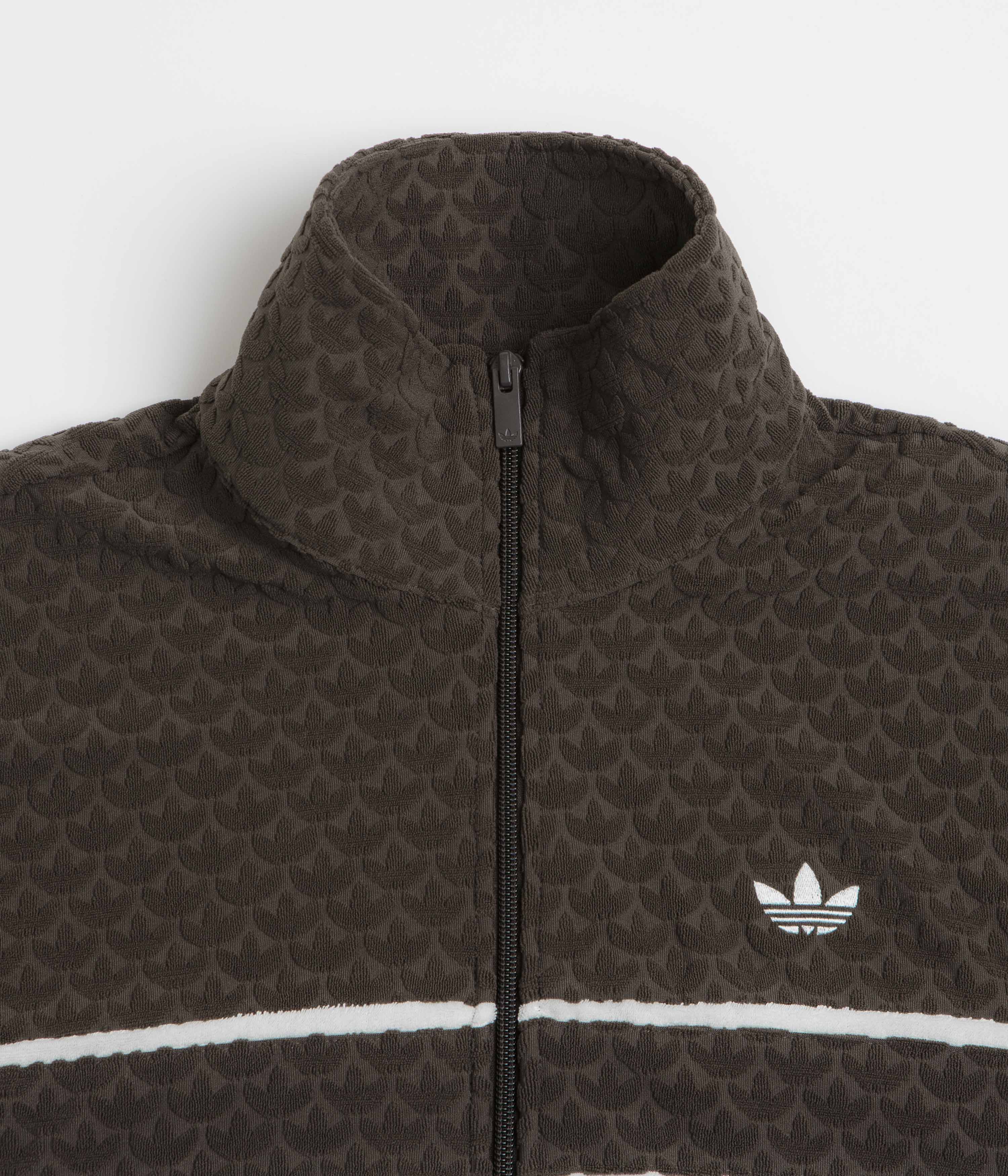 Adidas Monogram Track Jacket for Men & Women - Stylish Dark Brown Athletic Jacket for Running, Gym & Casual Wear
