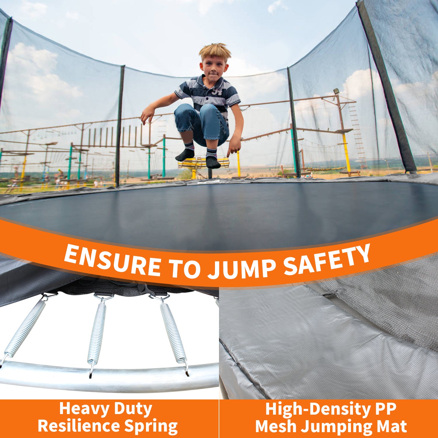 10FT Trampoline with Safety Enclosure Net - Heavy Duty Outdoor Trampoline for Kids & Adults - Durable Jumping Mat & Spring Padding - Perfect for Backyard, Garden & Outdoor Family Fun