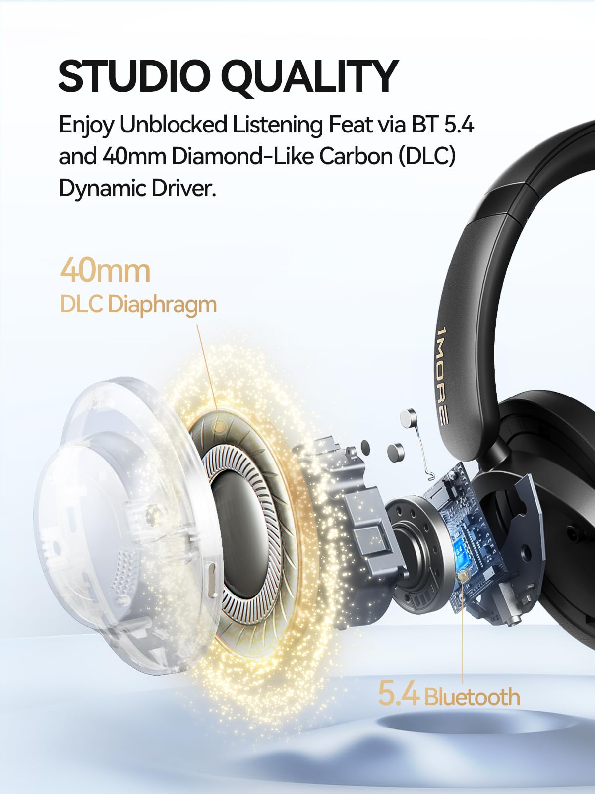 1MORE SonoFlow-Pro Wireless Noise Cancelling Headphones - Over Ear Bluetooth 5.4 Headset with LDAC Hi-Res Audio, 100H Battery Life, QuietMax ANC, Comfortable Fit for Travel, Work & Gaming - Clear Calls & Premium Sound Quality