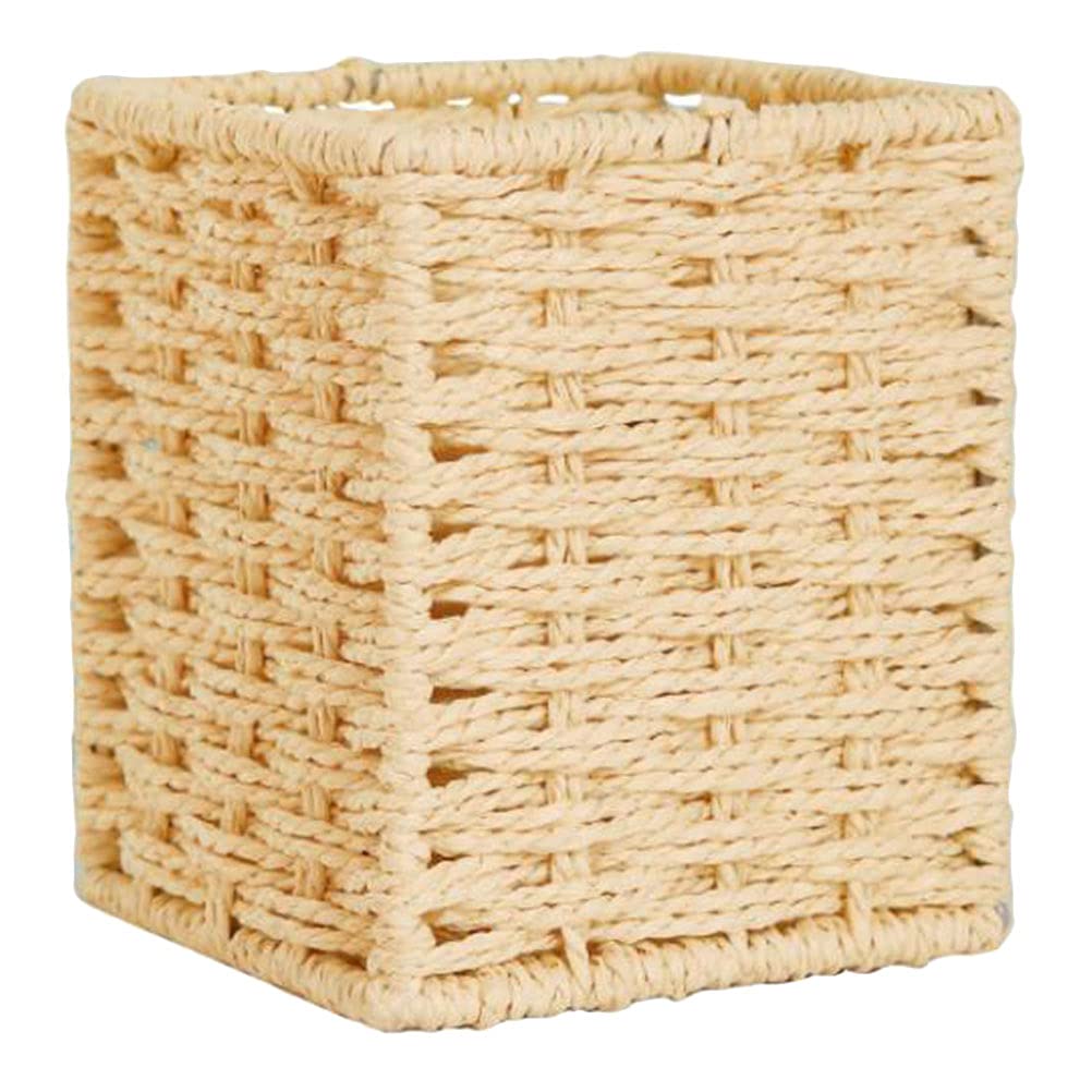 DOITOOL Hand-Woven Storage Box - Beige Home Organization Box for Desk Accessories, Office Supplies & Household Items | Perfect for Pen Storage, Makeup Organizer & Small Sundries
