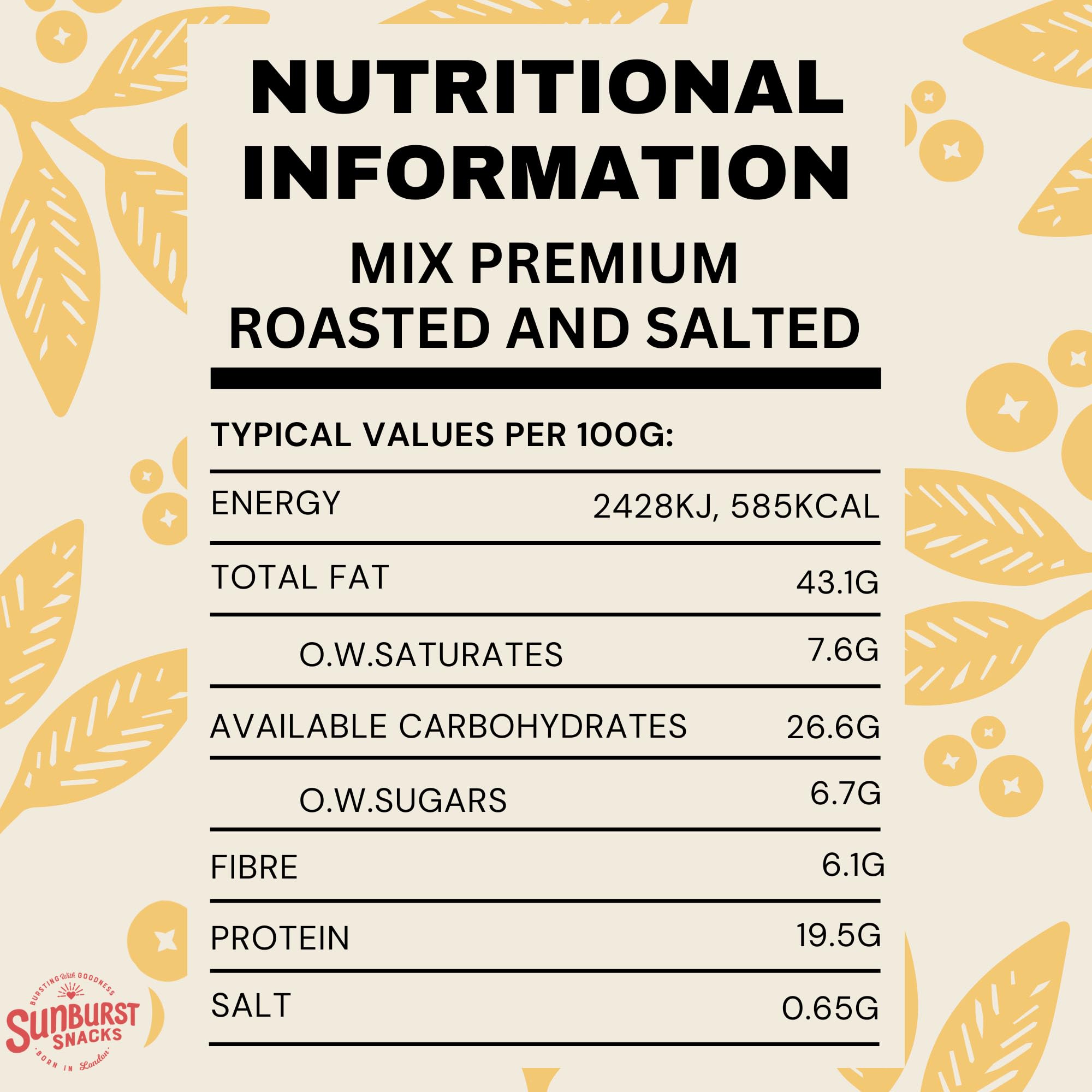 Premium Sunburst Snacks Mixed Nuts - Roasted & Salted 500g | Healthy Snack for Office, Travel & Home | Non-GMO, Gluten-Free | Bulk Nuts for Parties & Gifts