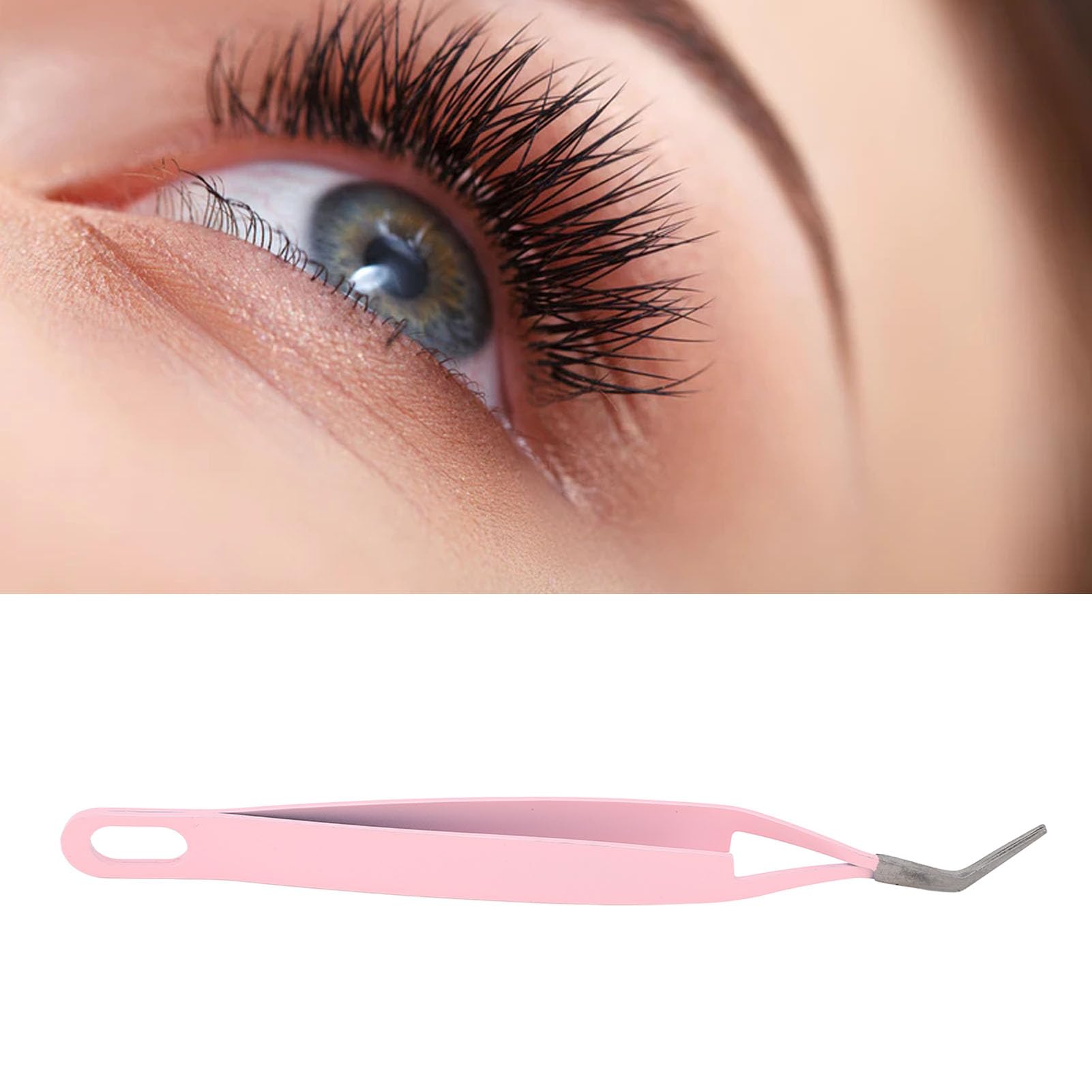 Professional Stainless Steel Lash Tweezer with Curved Tip - Flexible Eyelash Extension & Nail Art Tool - Comfortable Grip for Precise Application - Perfect for Salon, Home Use & DIY Beauty (Black)