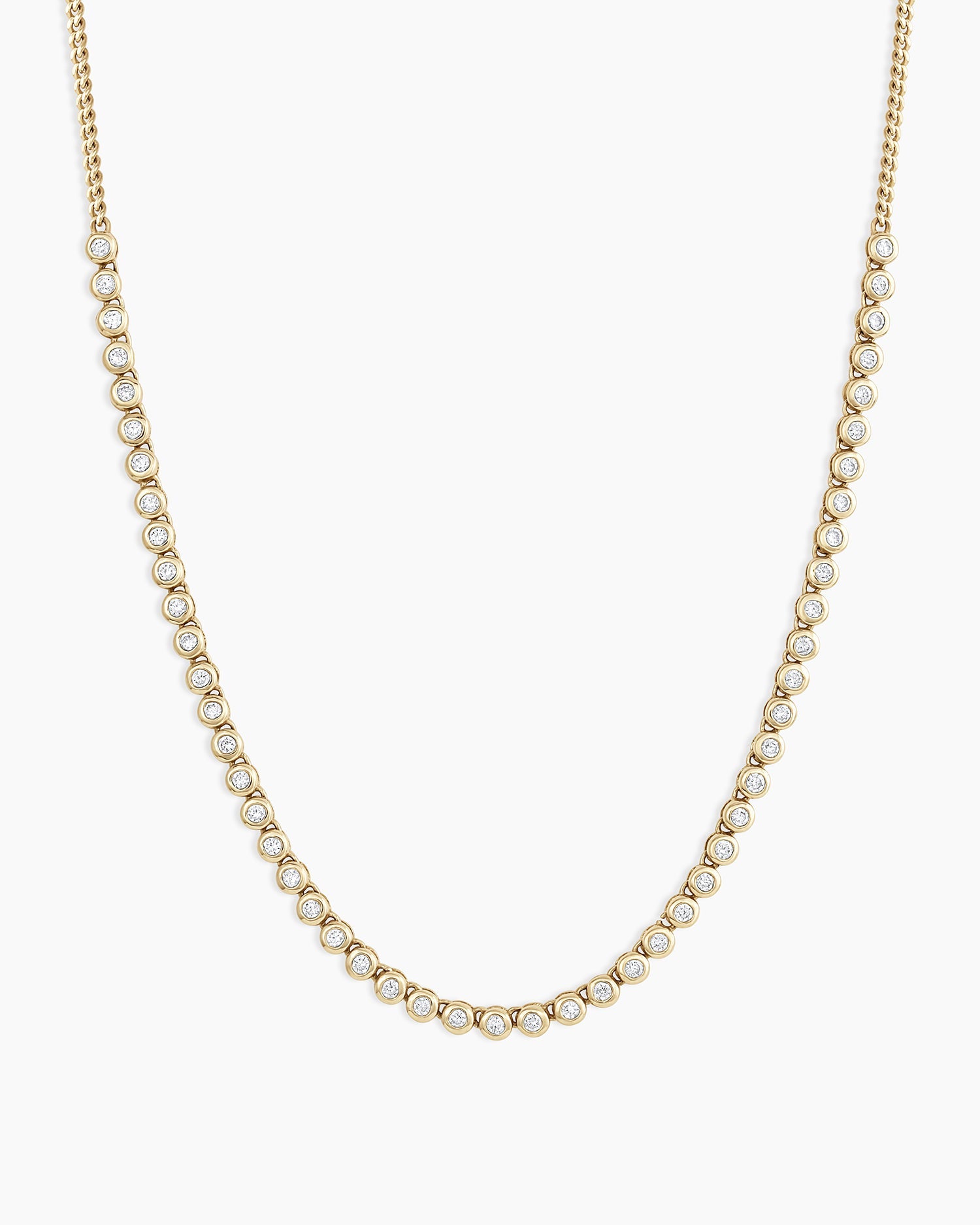Elegant Classic Diamond Row Necklace for Women - 14K White Gold Dainty Layering Chain Jewelry - Perfect for Weddings, Anniversaries & Special Occasions