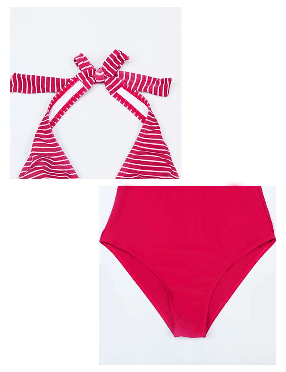 Women's Striped Halter Monokini Swimsuits - High Waisted Bathing Suit for Women | Beach, Pool & Summer Vacation Swimwear