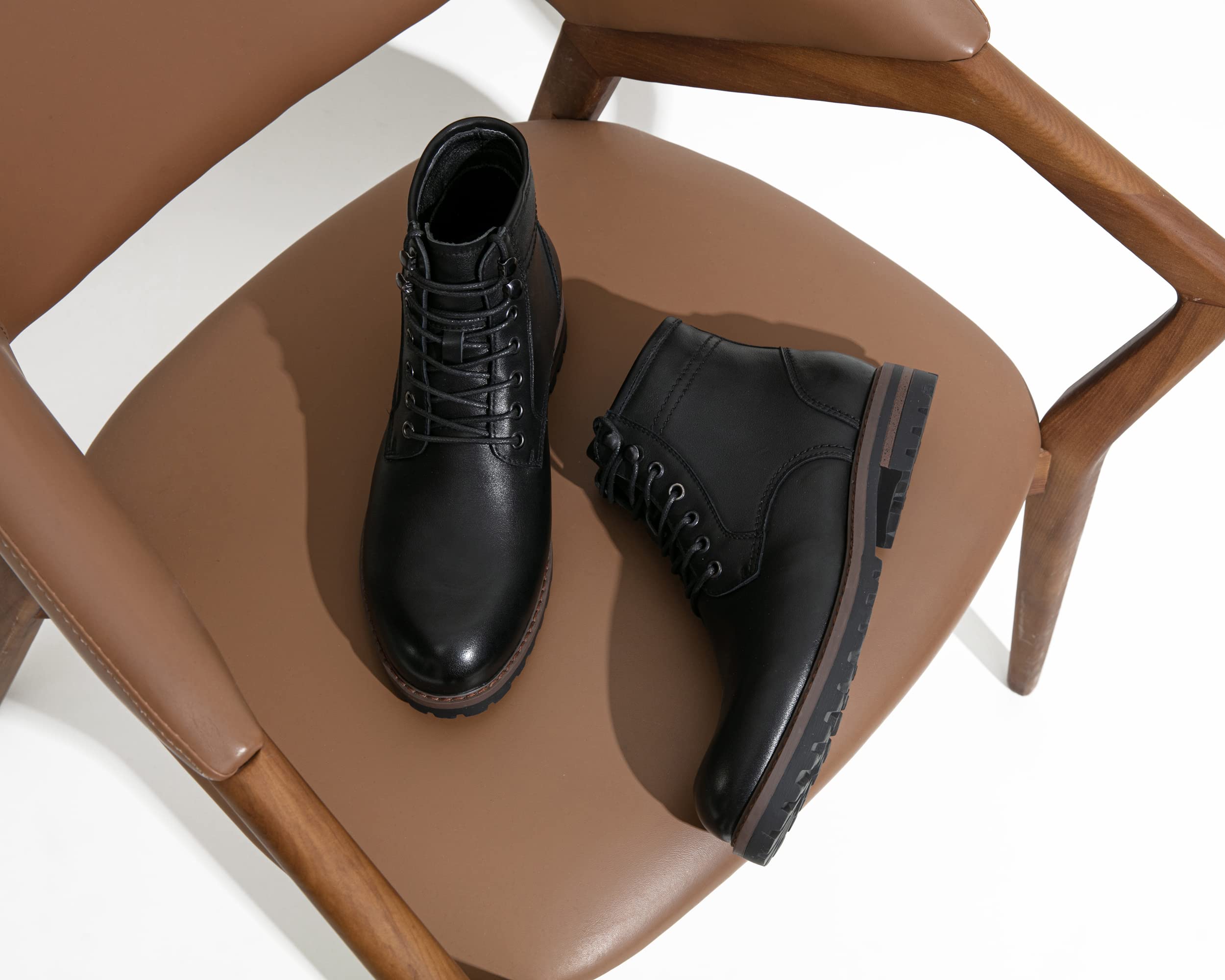 Premium Jousen Men's Chukka Boots - Genuine Leather Black Ankle Boots for Casual & Business Wear | Comfortable & Stylish Footwear for Office, Travel & Outdoor Activities