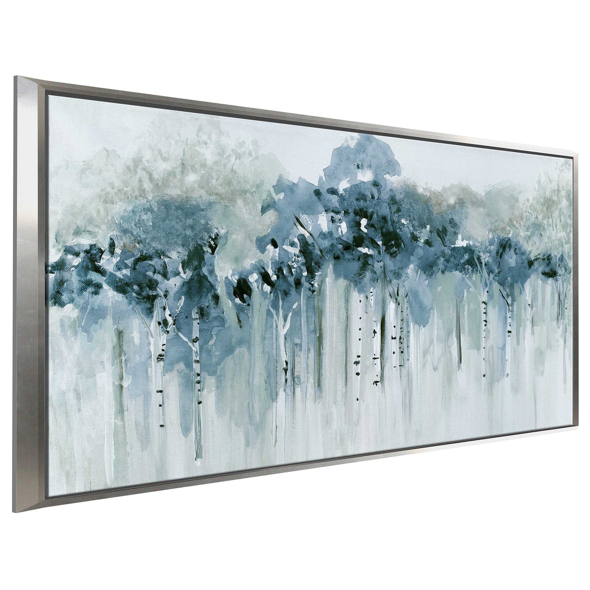 Blue Birch Morning Print on Floating Canvas - Modern Wall Art for Living Room, Bedroom & Office Decor